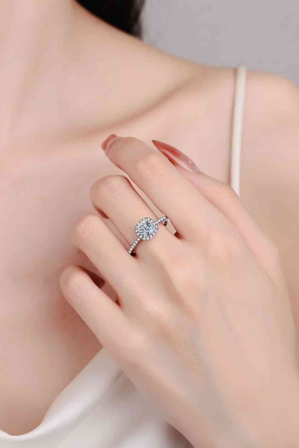 Moissanite 1 Ct 925 Sterling Silver Halo Ring