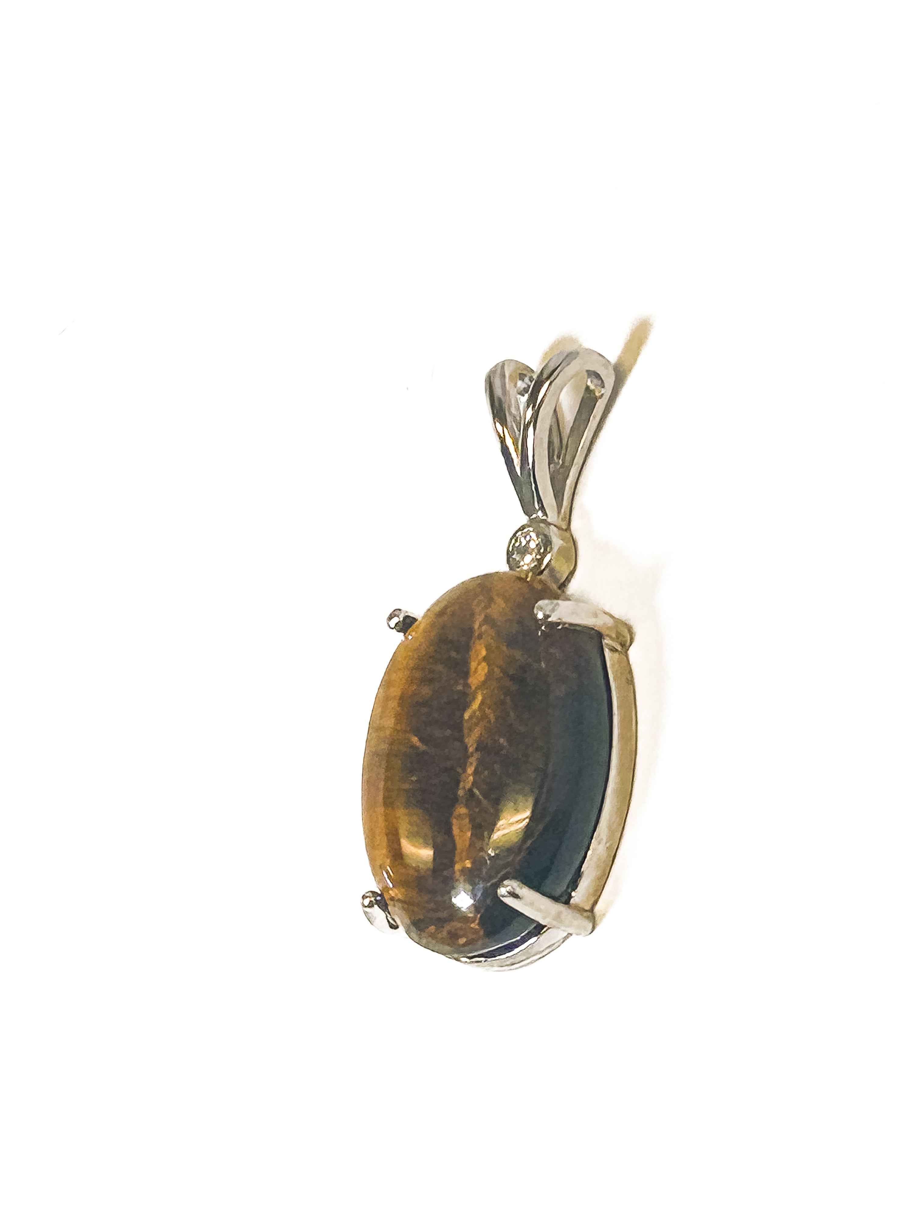 Vintage 925 Sterling Silver Tigers Eye Pendant - Frijja, LLC