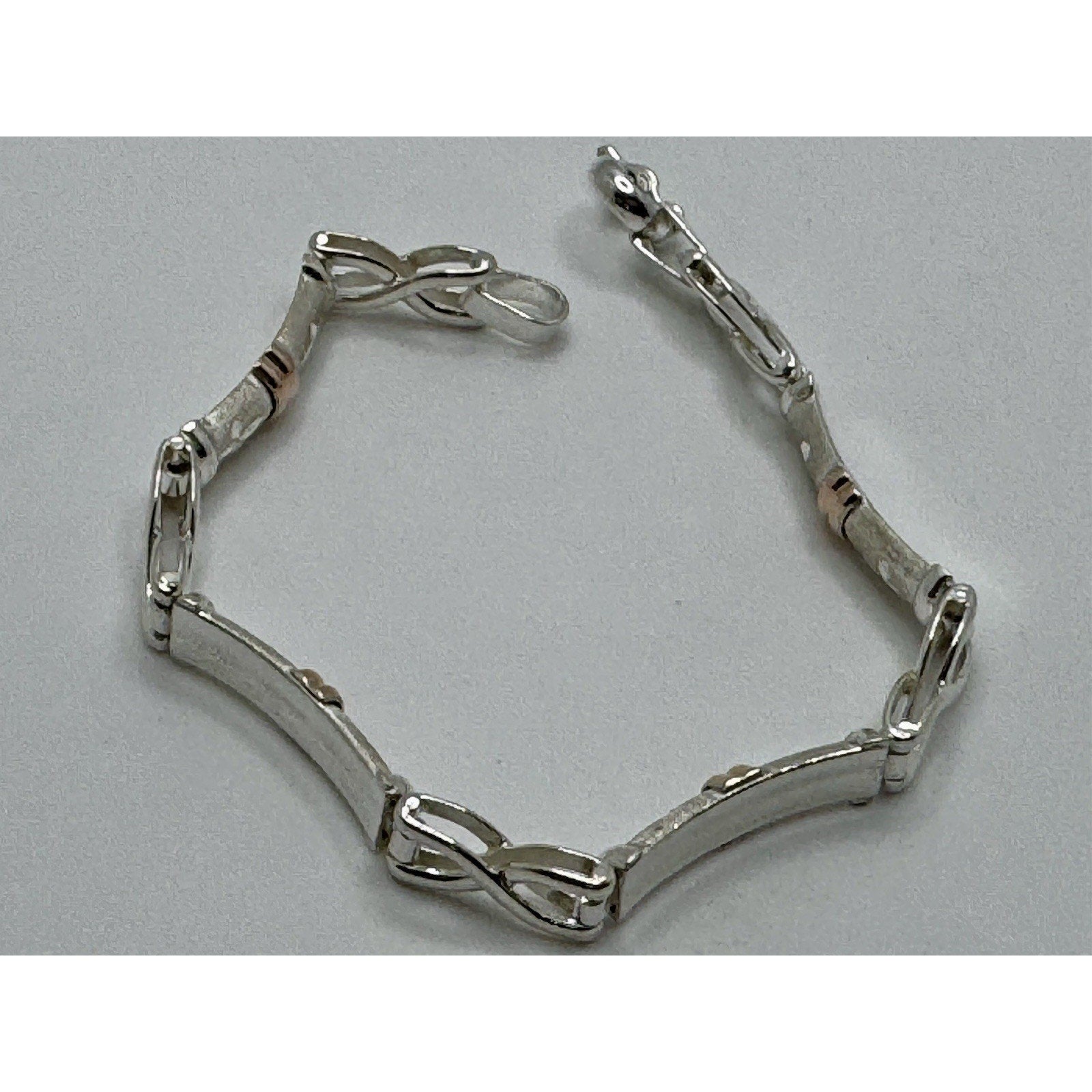 Designer Peruvian Sterling Silver 950 and 18K Gold Inlay Bracelet - 7.5”