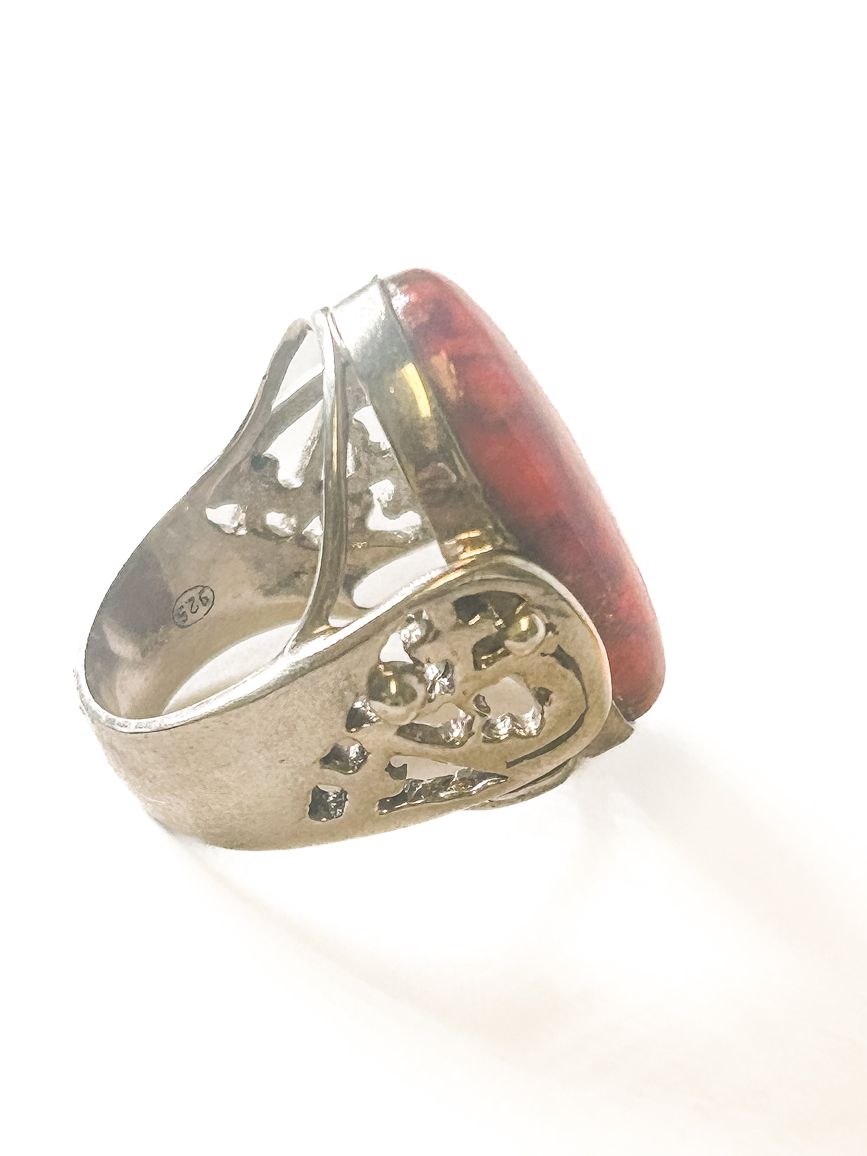 Vintage 925 Sterling Silver Large Oval Copper Turquoise Ring Size 7 - Frijja, LLC