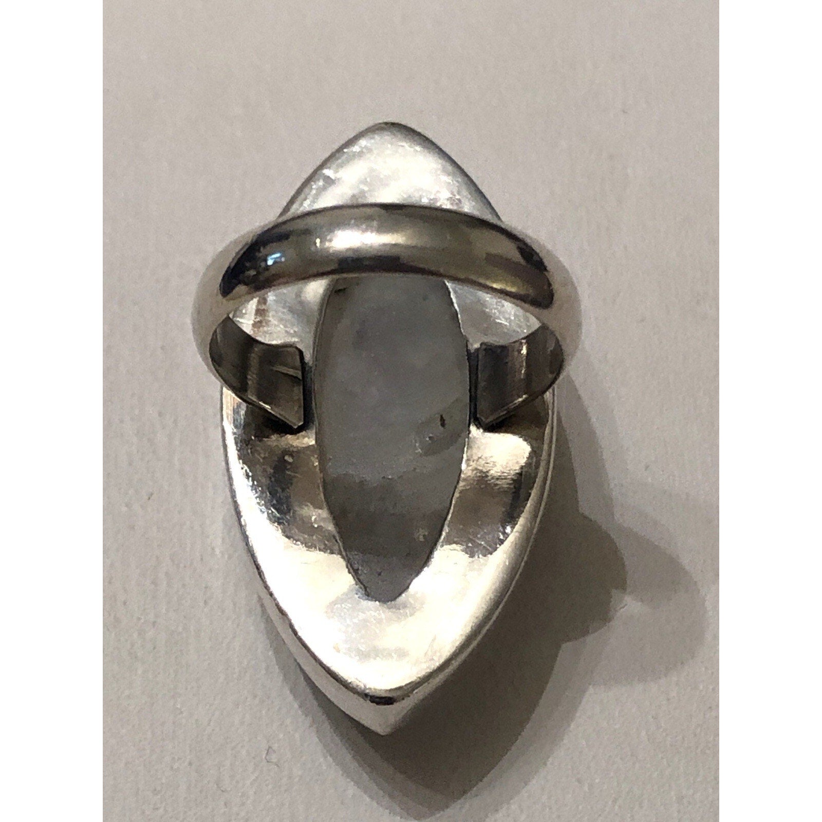 Large White Moonstone Marquis Cut Sterling Silver Ring 6.25