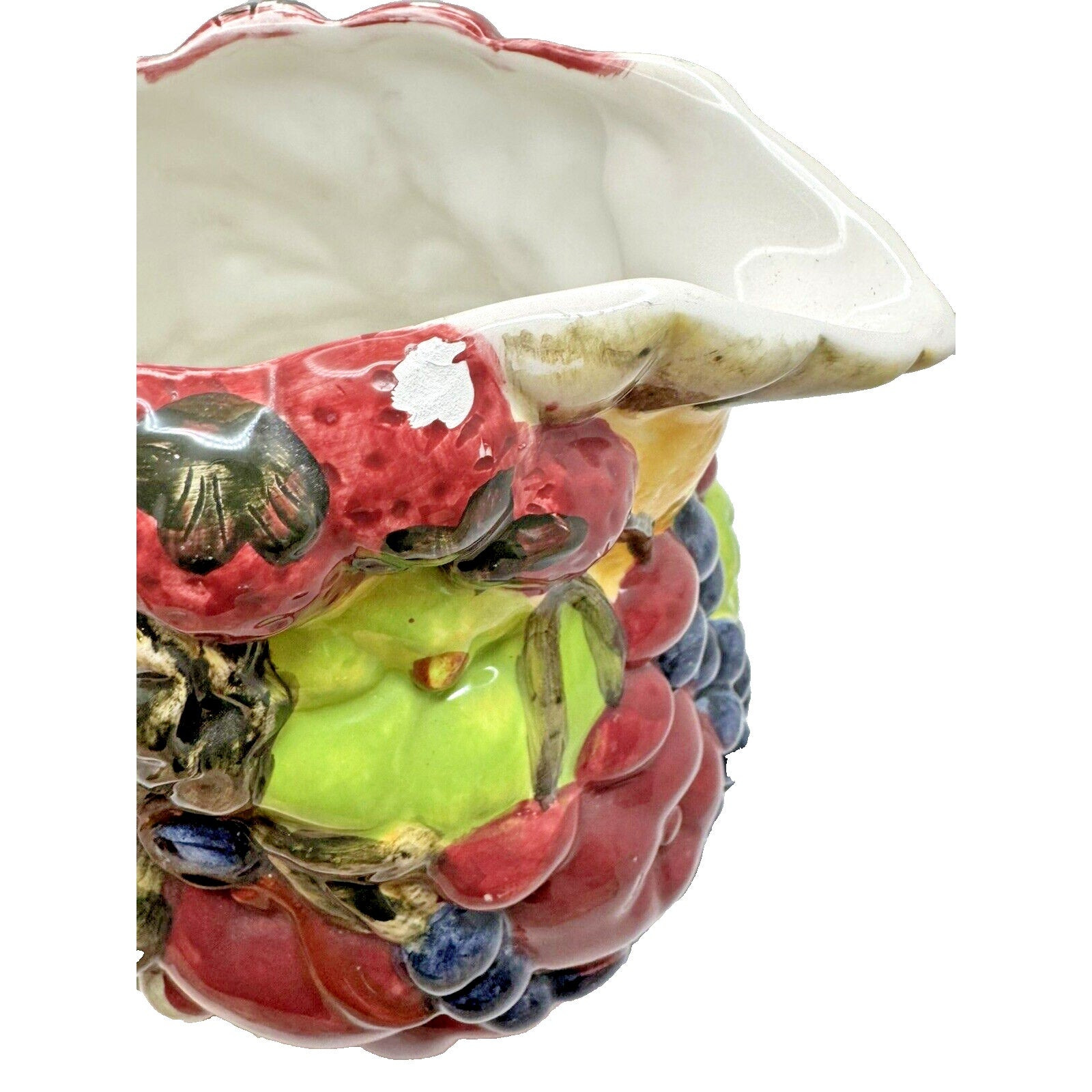 Block Country Orchard Ceramic Exterior Painted Fruit Pitcher