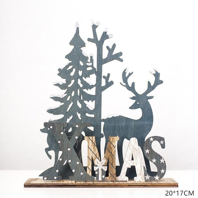 Natural Xmas Elk Wooden Craft Christmas