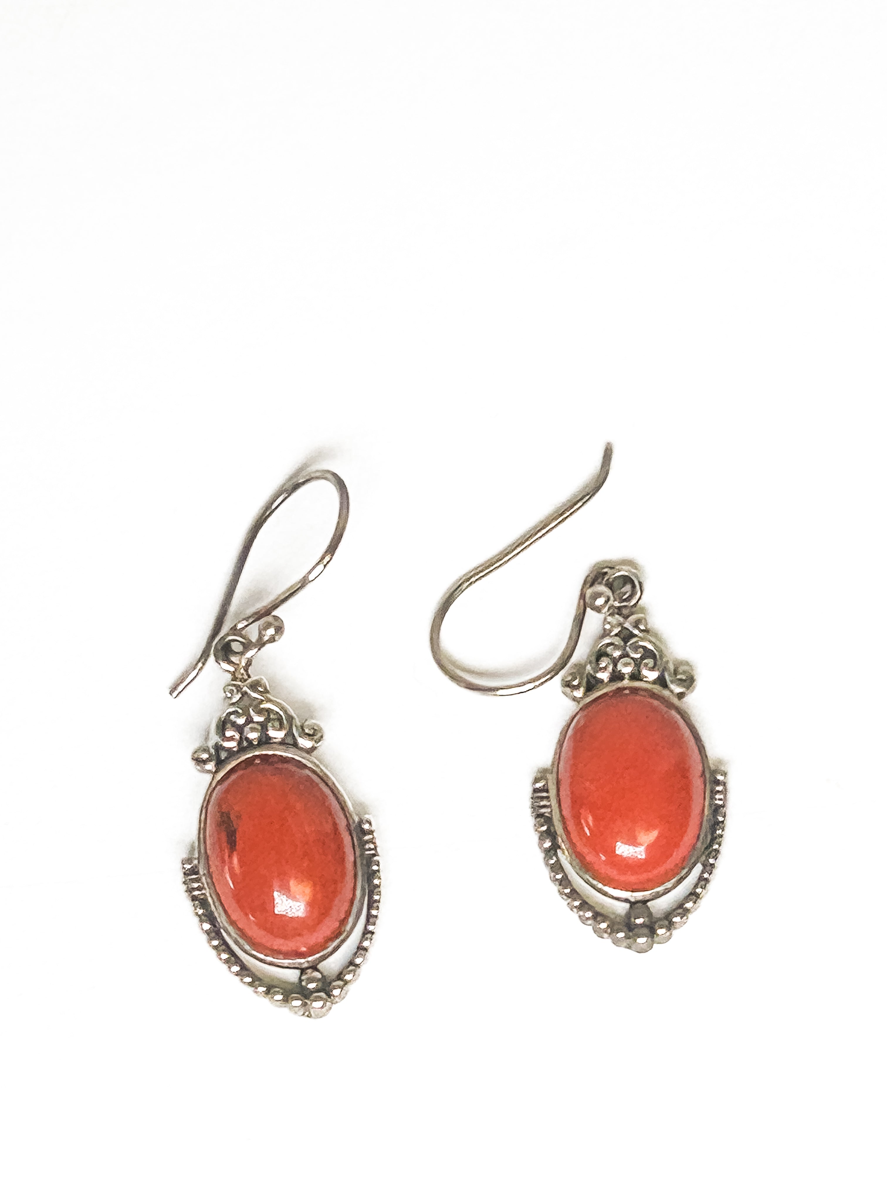 Vintage 925 Sterling Silver Red Jasper Earrings - Frijja, LLC