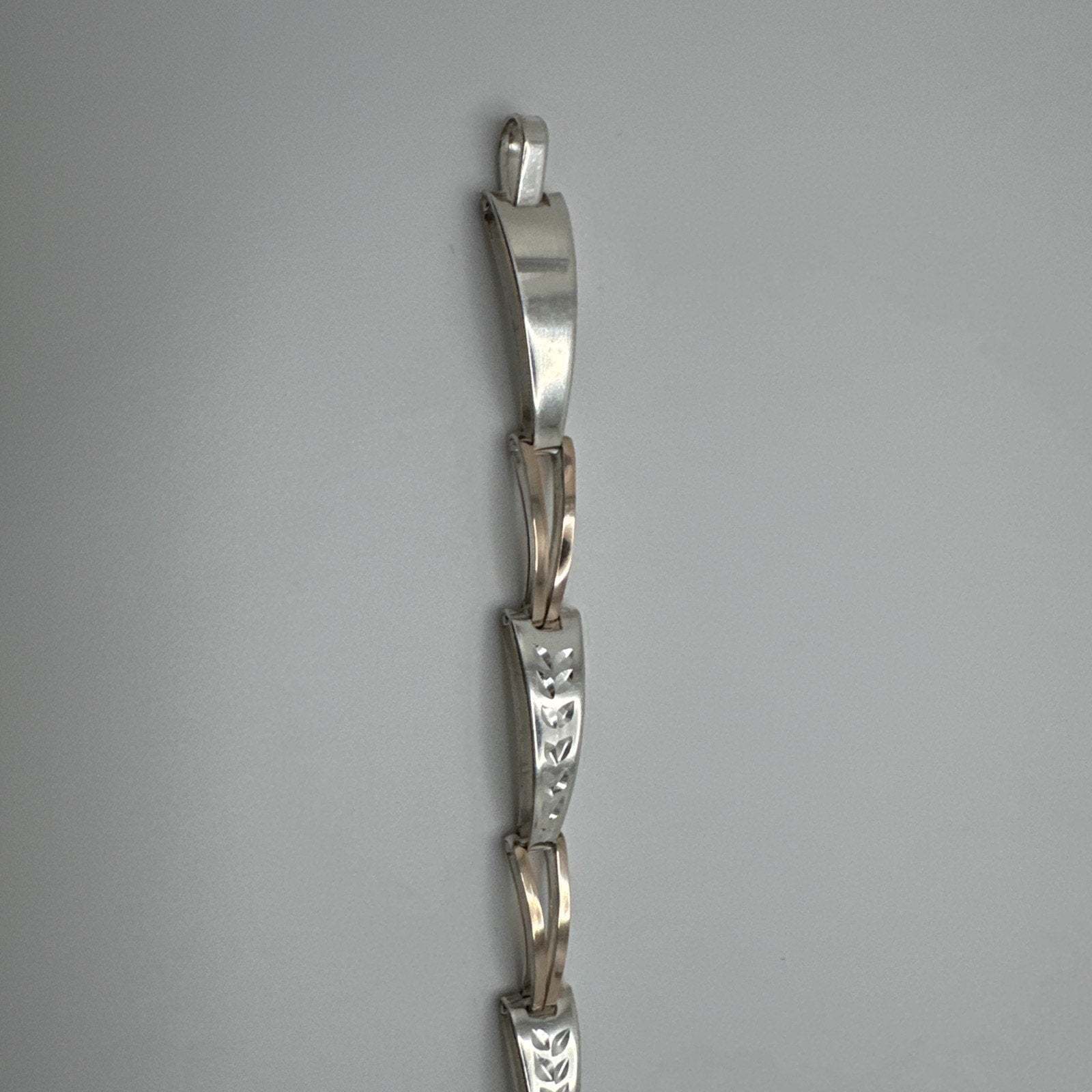 Designer Peruvian Sterling Silver 950 and 18K Gold Inlay Bracelet - 7.5”