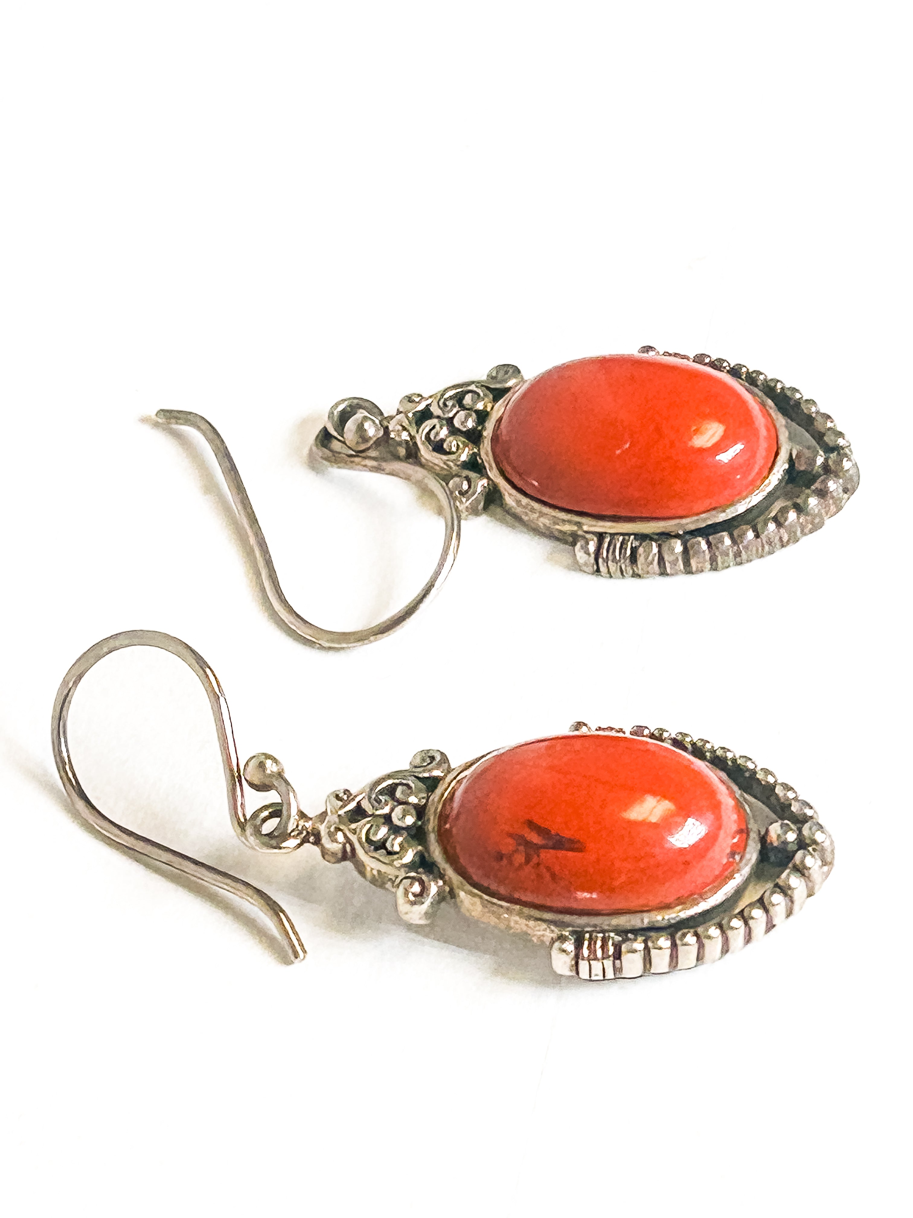 Vintage 925 Sterling Silver Red Jasper Earrings - Frijja, LLC