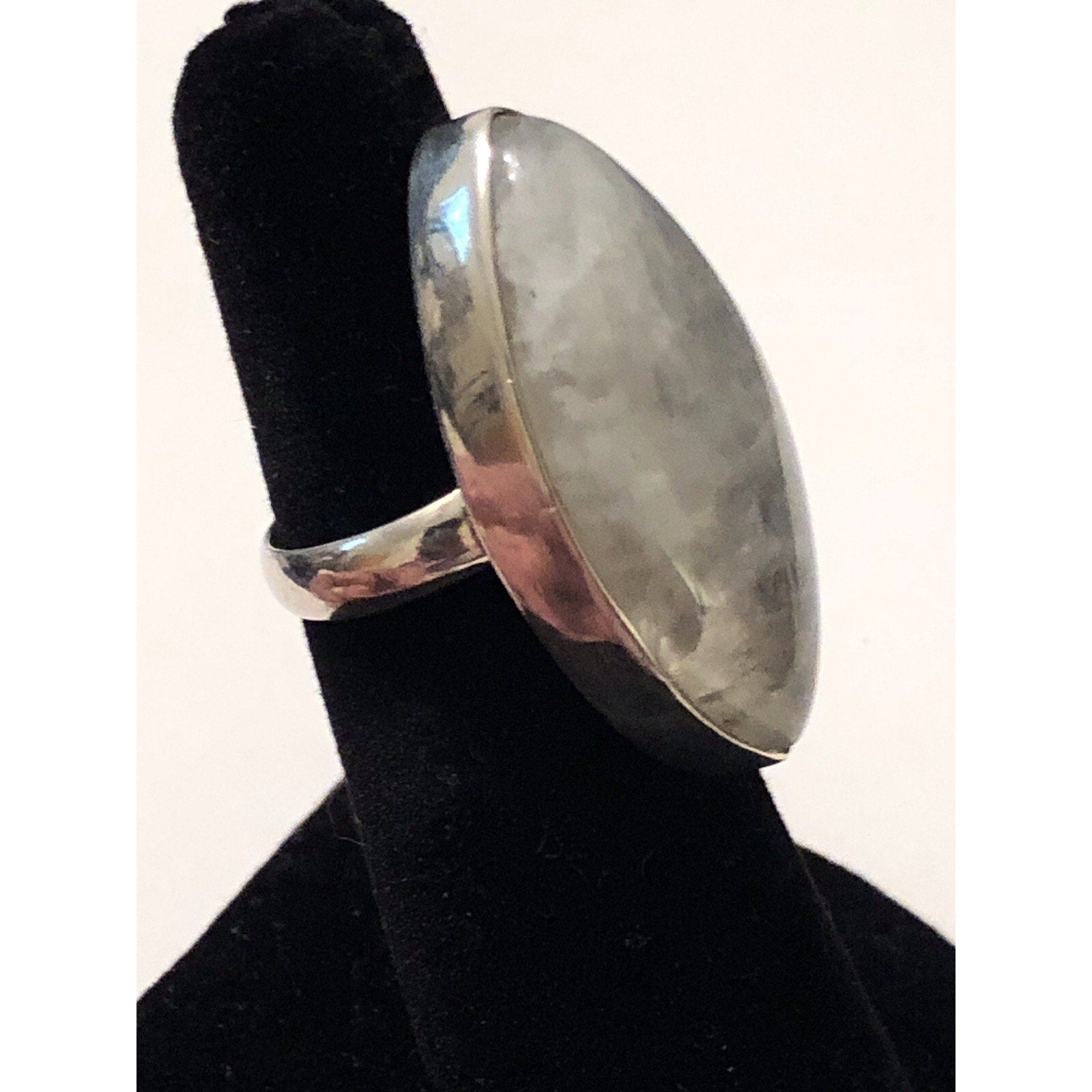 Large White Moonstone Marquis Cut Sterling Silver Ring 6.25