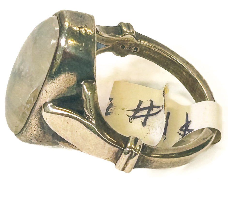 Vintage 925 Sterling Silver Rainbow Moonstone Ring - Size 8.5 - Frijja, LLC