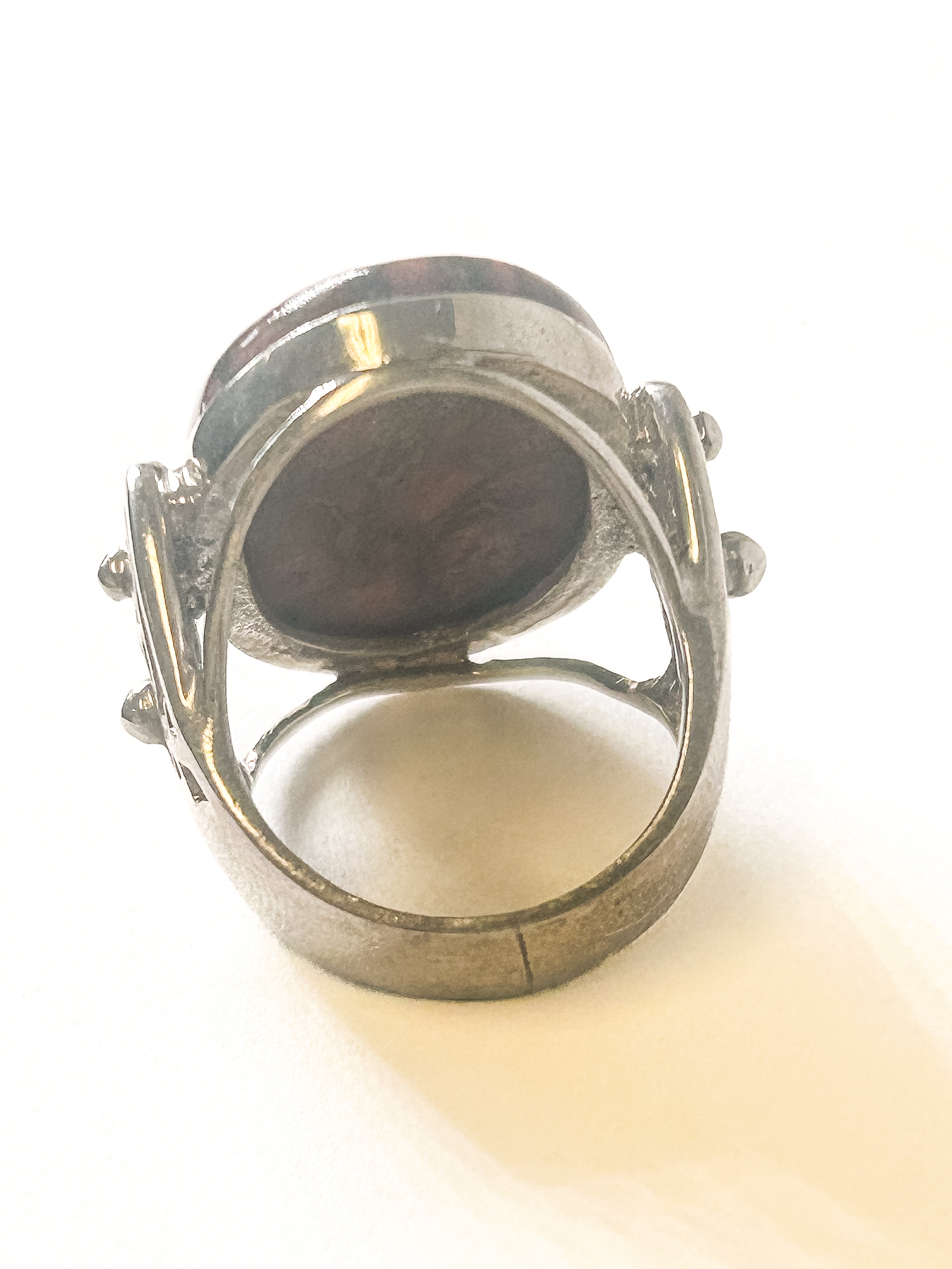 Vintage 925 Sterling Silver Large Oval Copper Turquoise Ring Size 7 - Frijja, LLC