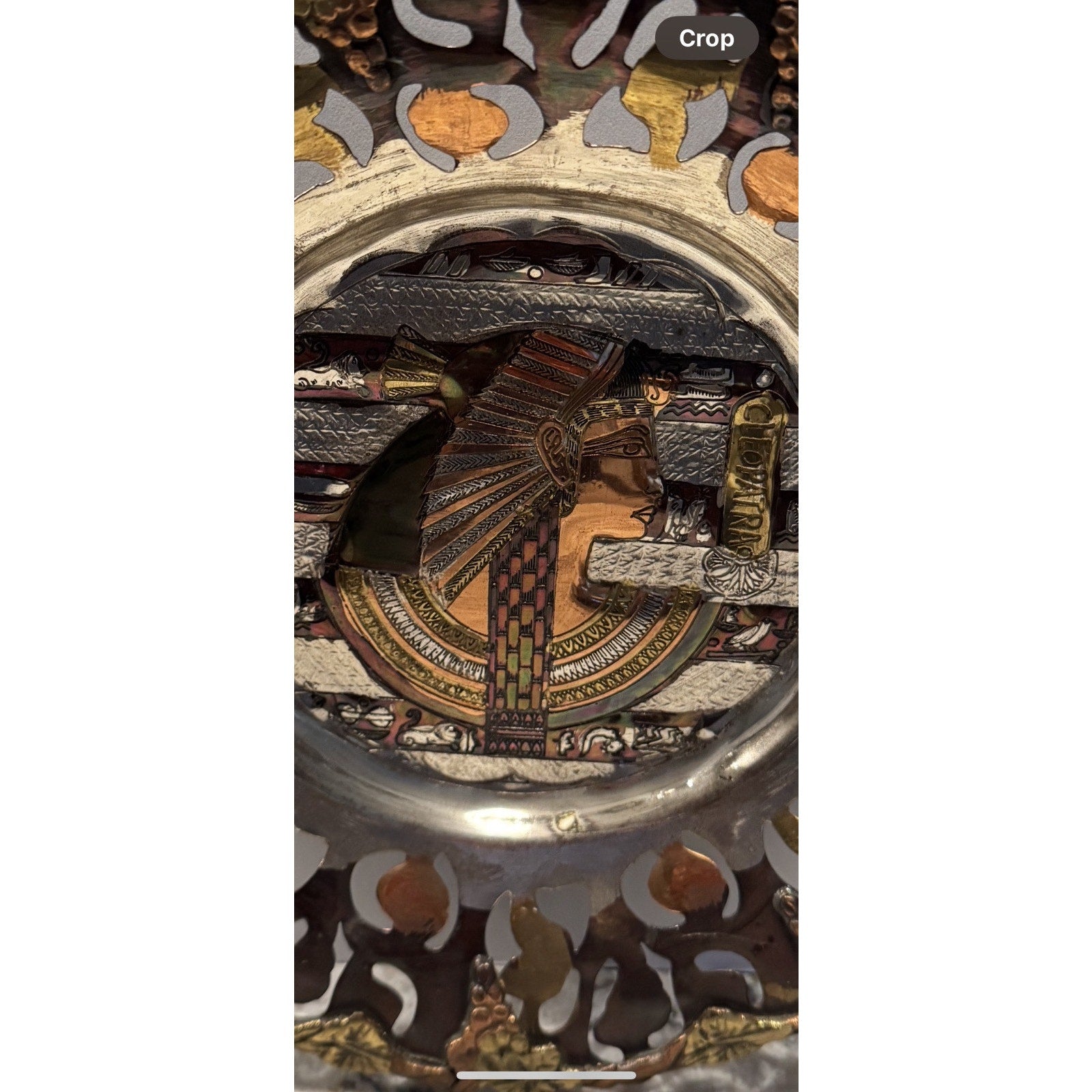 Vintage Egyptian Handmade 3D Engraved Copper Brass Plate Pharaoh