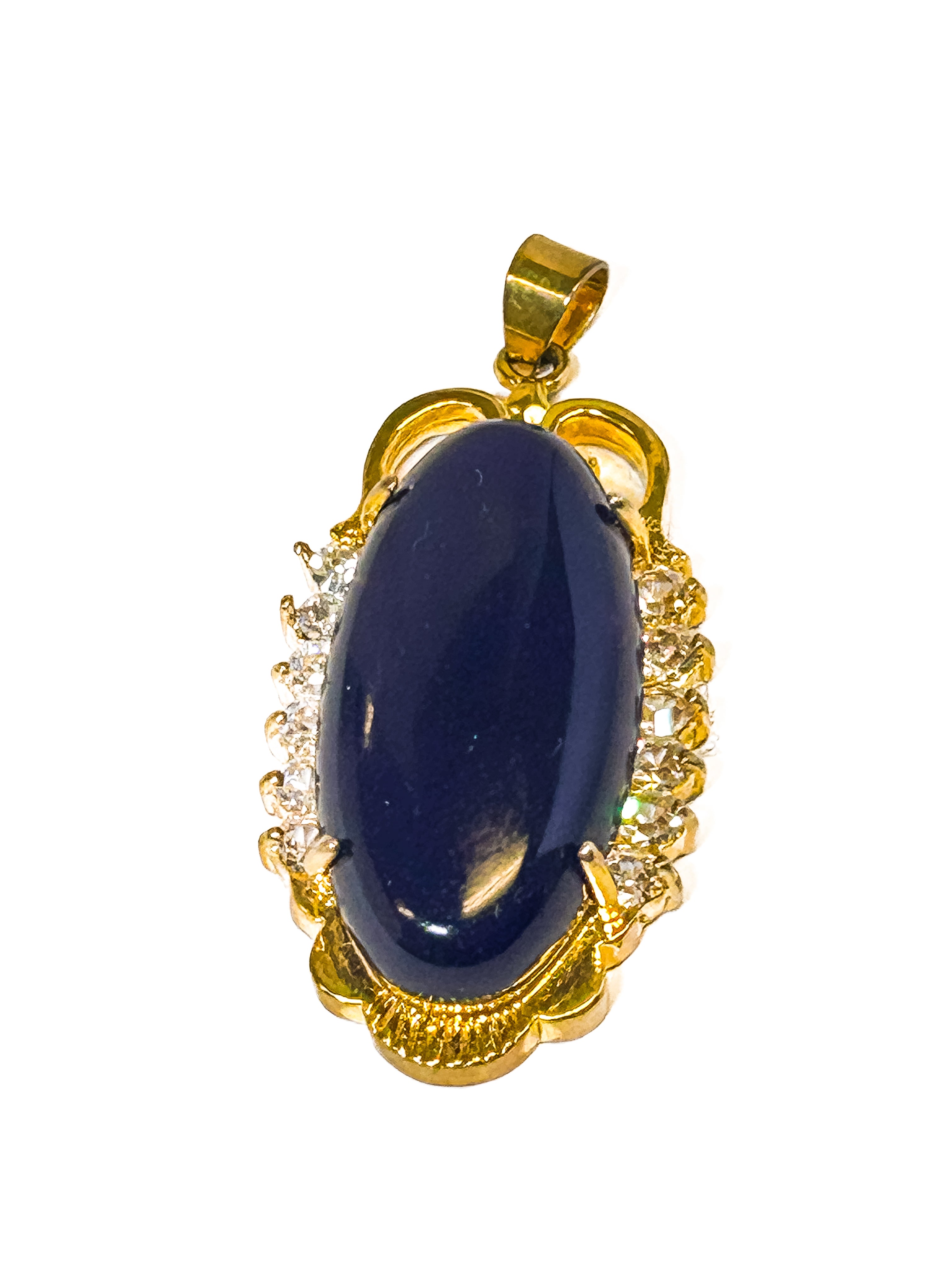Vintage Gold Plated Oval Purple Agate Pendant - Frijja, LLC