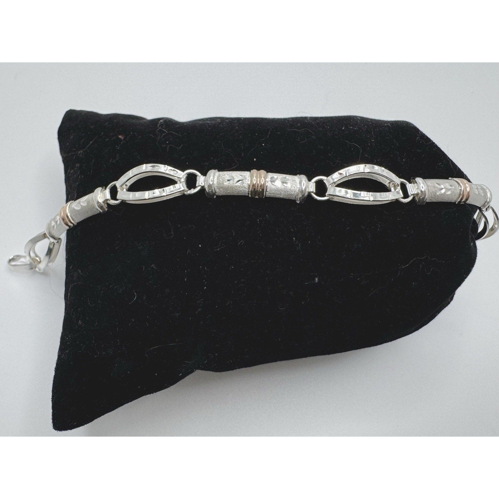 Designer Peruvian Sterling Silver 950 and 18K Gold Inlay Bracelet - 7.5”