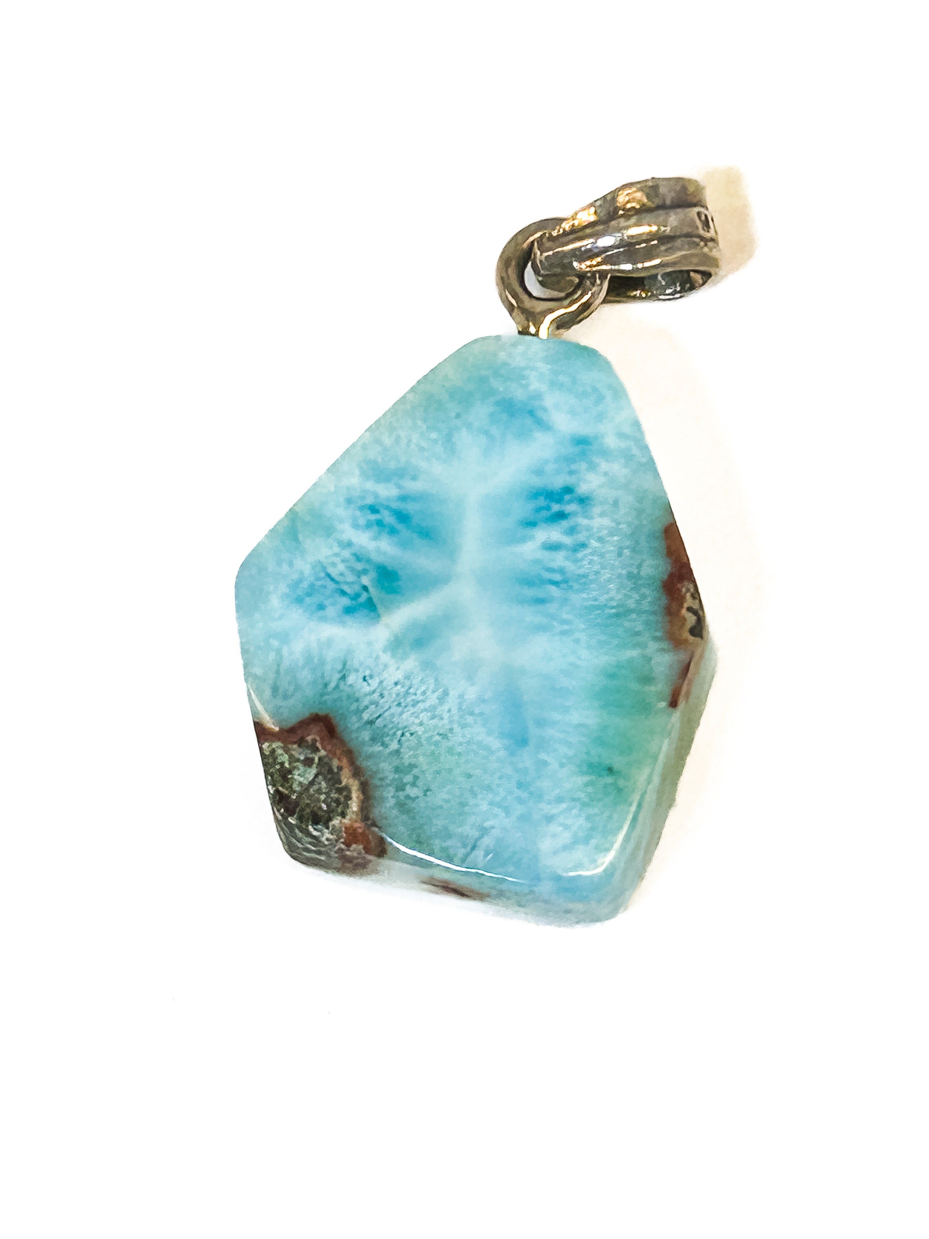 Vintage 925 Sterling Silver Natural Larimar Pendant - Frijja, LLC