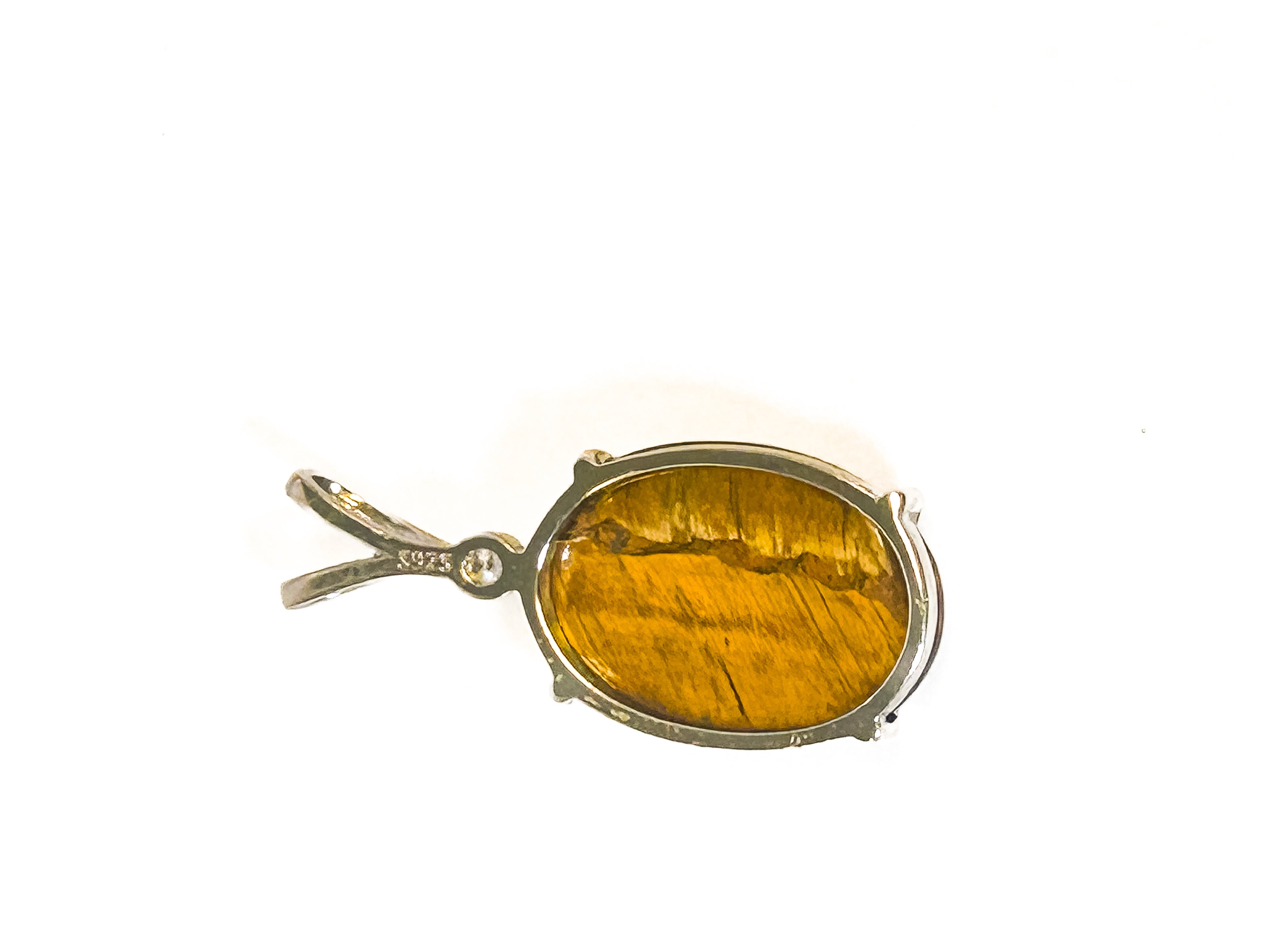 Vintage 925 Sterling Silver Tigers Eye Pendant - Frijja, LLC