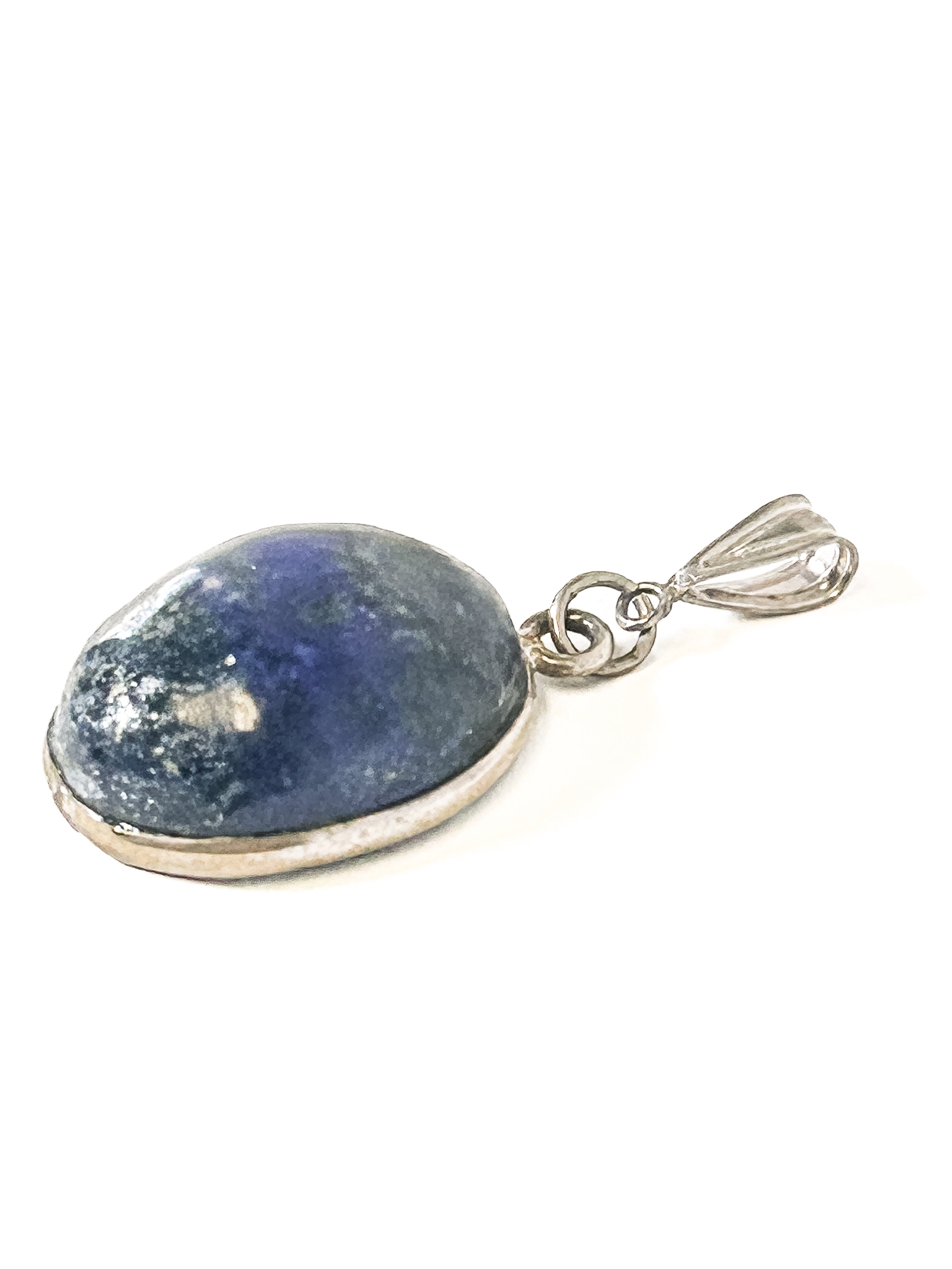 Vintage 925 Sterling Silver Round Lapis Lazuli Pendant - Frijja, LLC