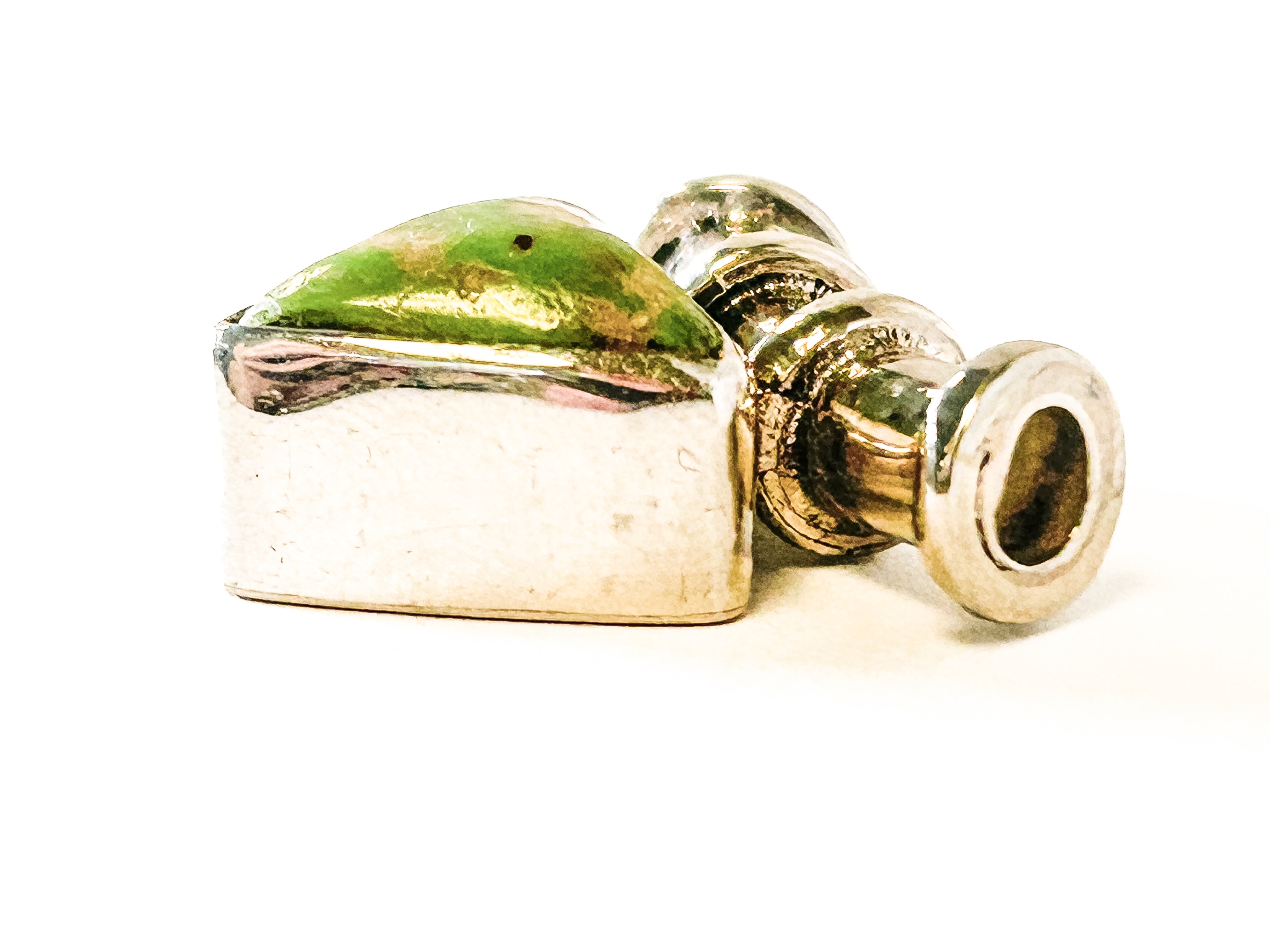 Vintage 925 Sterling Silver Chrysoprase Pendant - Frijja, LLC