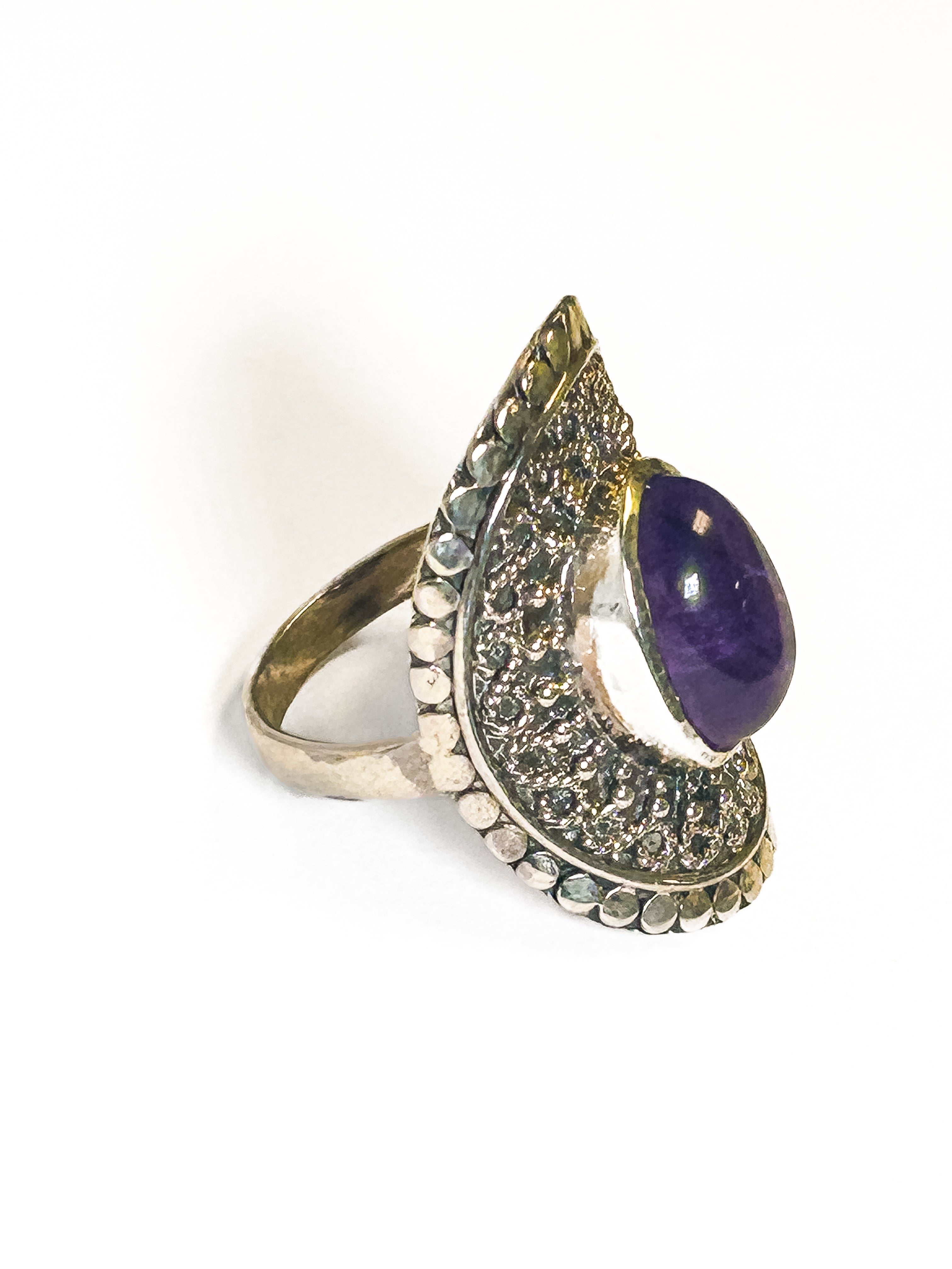 Vintage 925 Sterling Silver Amethyst Ring Size 10 - Frijja, LLC
