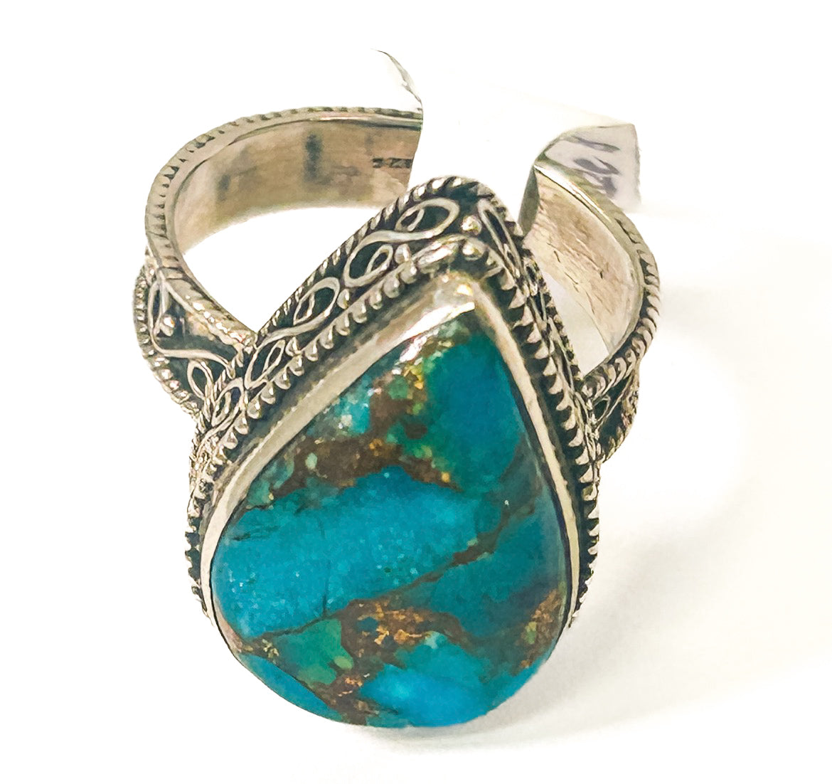 Vintage 925 Sterling Silver Copper Turquoise Ring Size 8 - Frijja, LLC