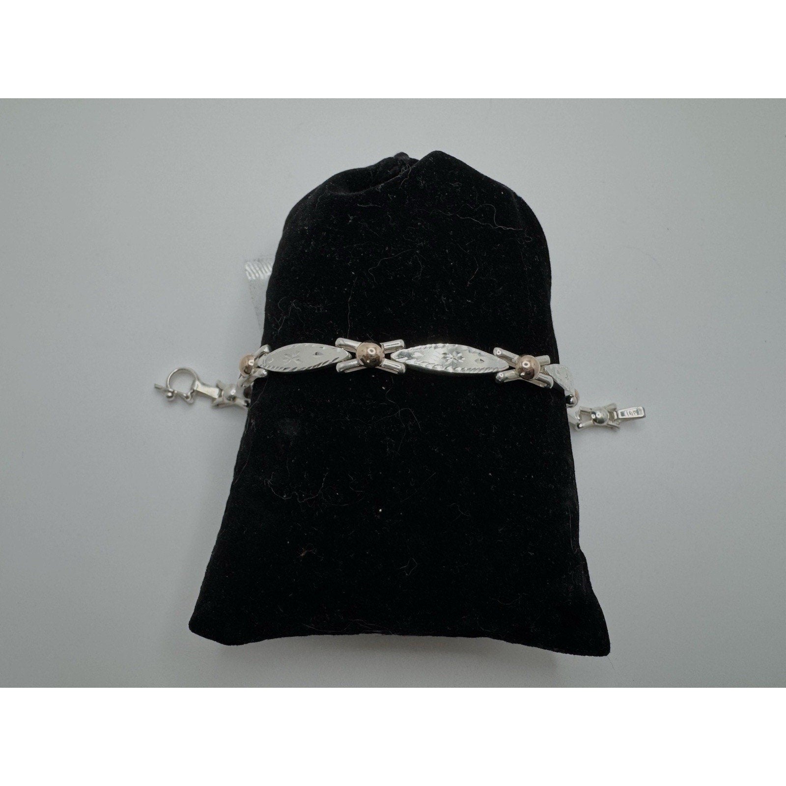 Designer Peruvian Sterling Silver 950 and 18K Gold Inlay Bracelet - 7.5”