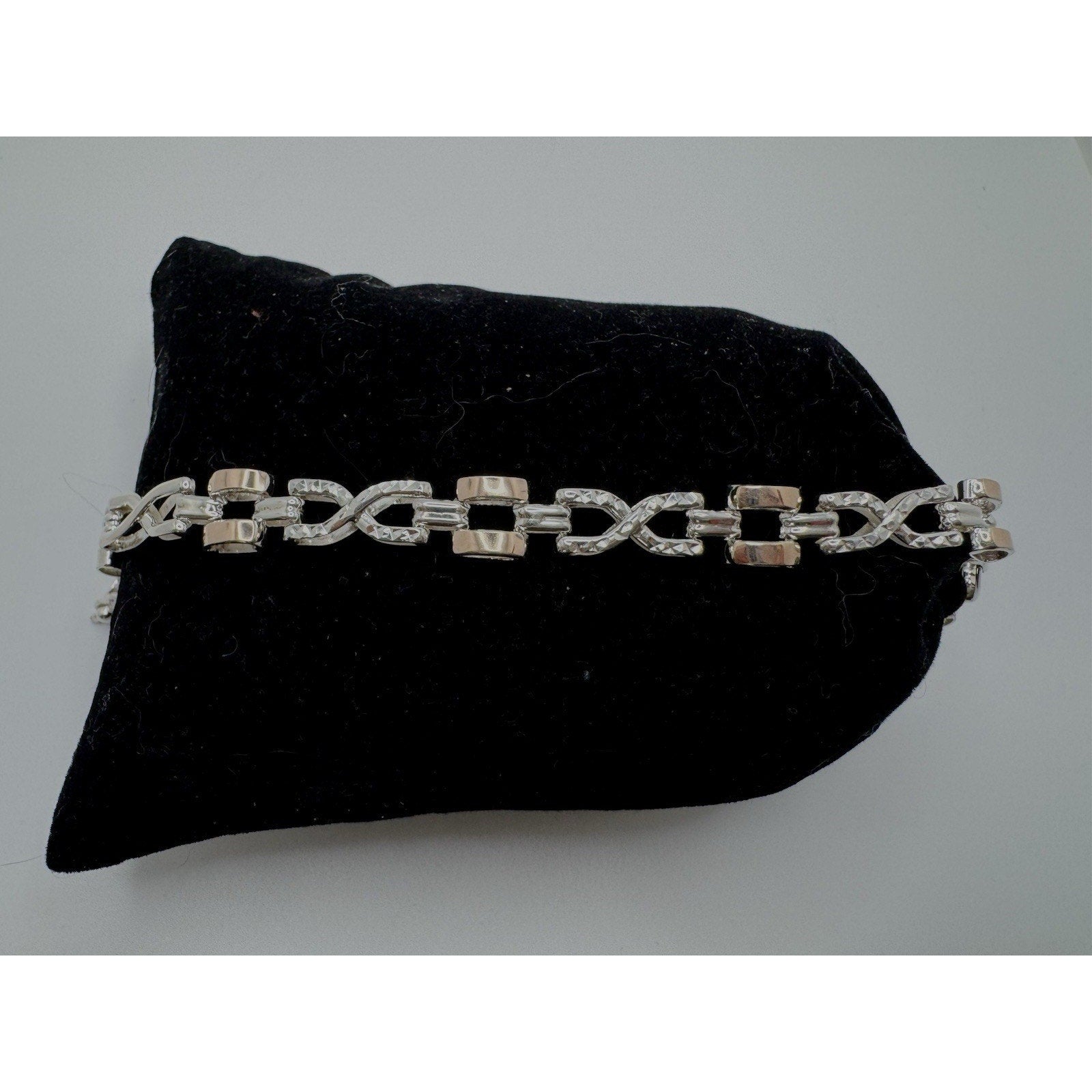 Designer Peruvian Sterling Silver 950 and 18K Gold Inlay Bracelet - 7.5”