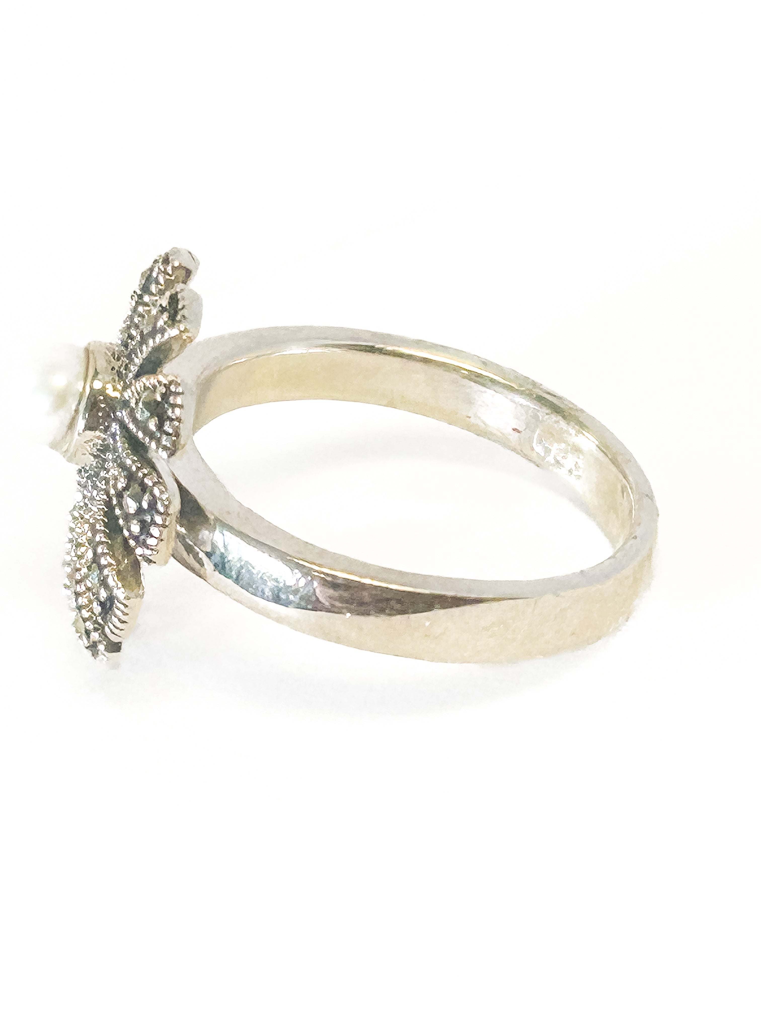 925 Sterling Silver Pearl and Marcasite Ring Size 6 - Frijja, LLC