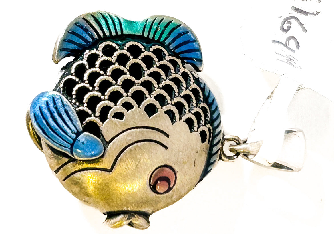 Vintage 925 Sterling Silver Fish Pendant - Frijja, LLC