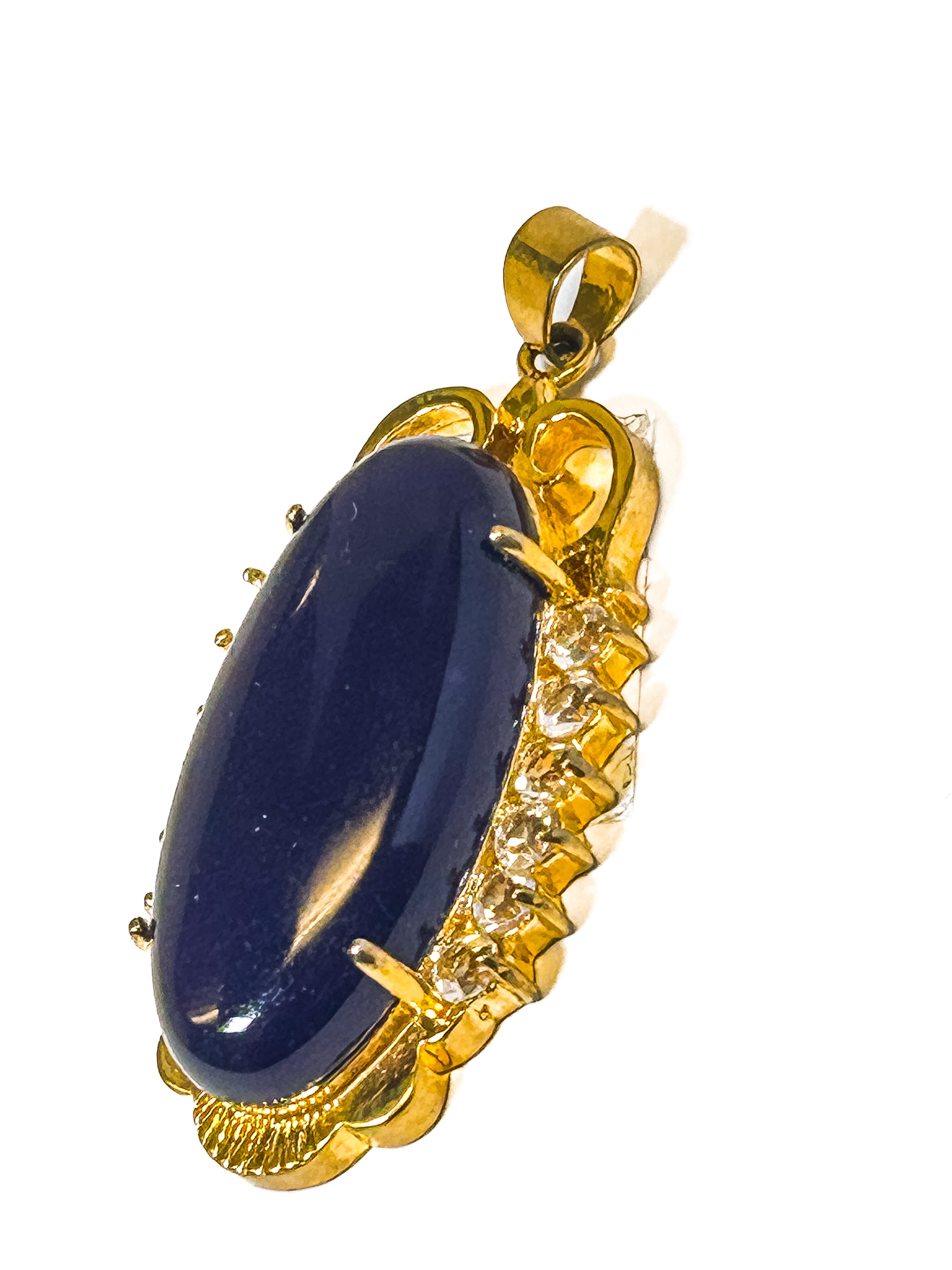Vintage Gold Plated Oval Purple Agate Pendant - Frijja, LLC