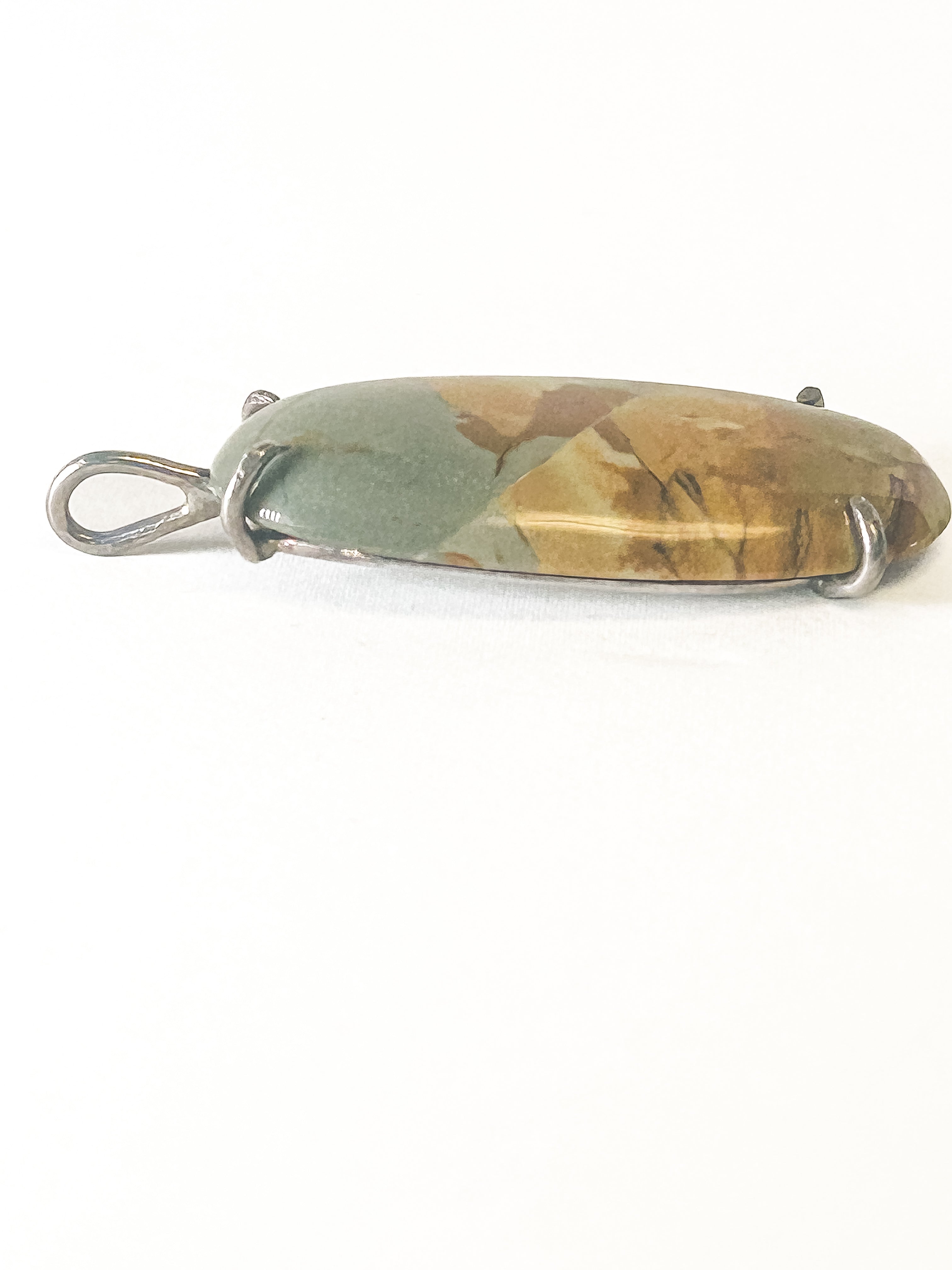 Vintage 925 Sterling Silver Picasso Jasper Pendant - Frijja, LLC