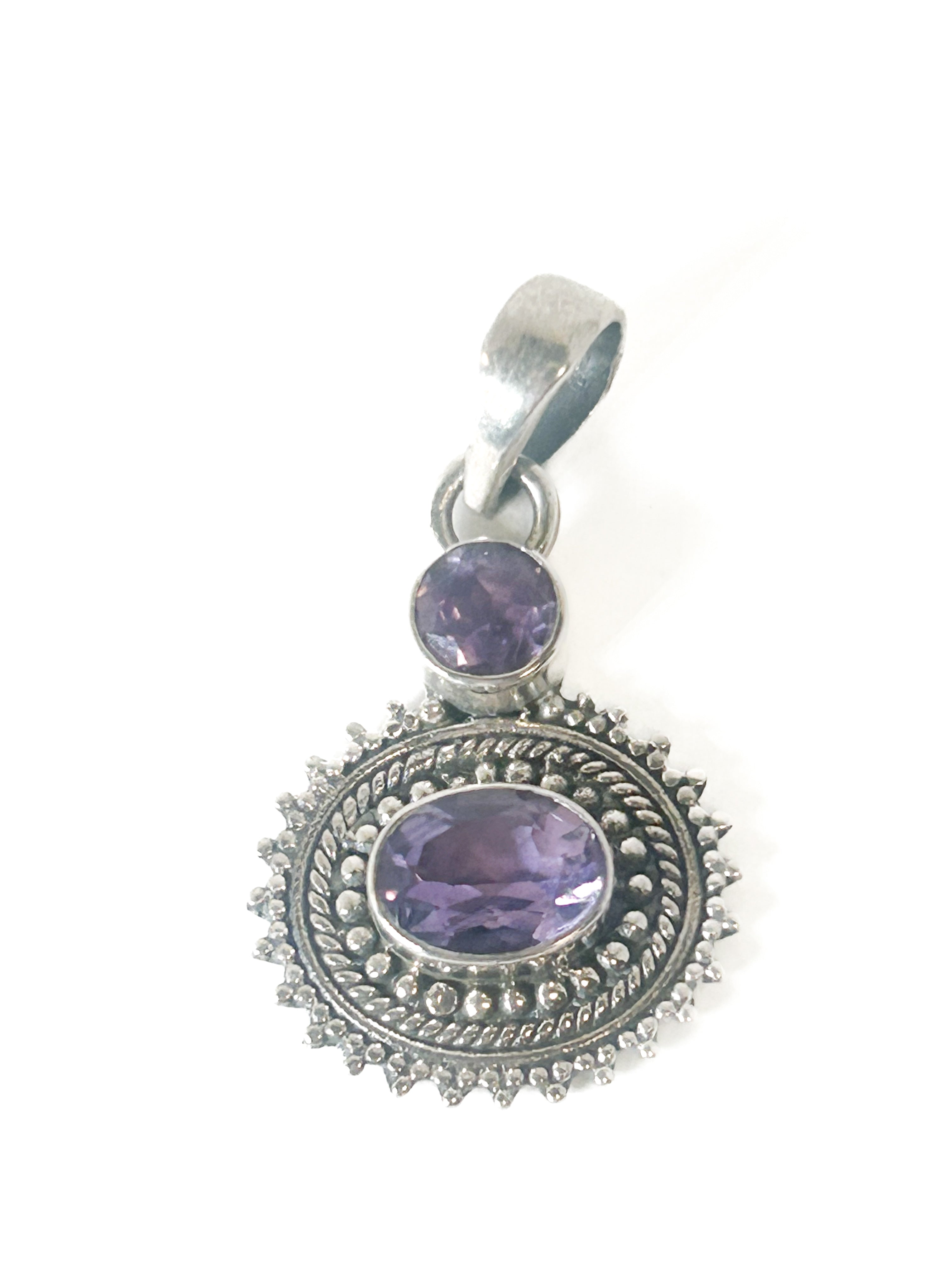 Vintage 925 Sterling Silver Amethyst Pendant