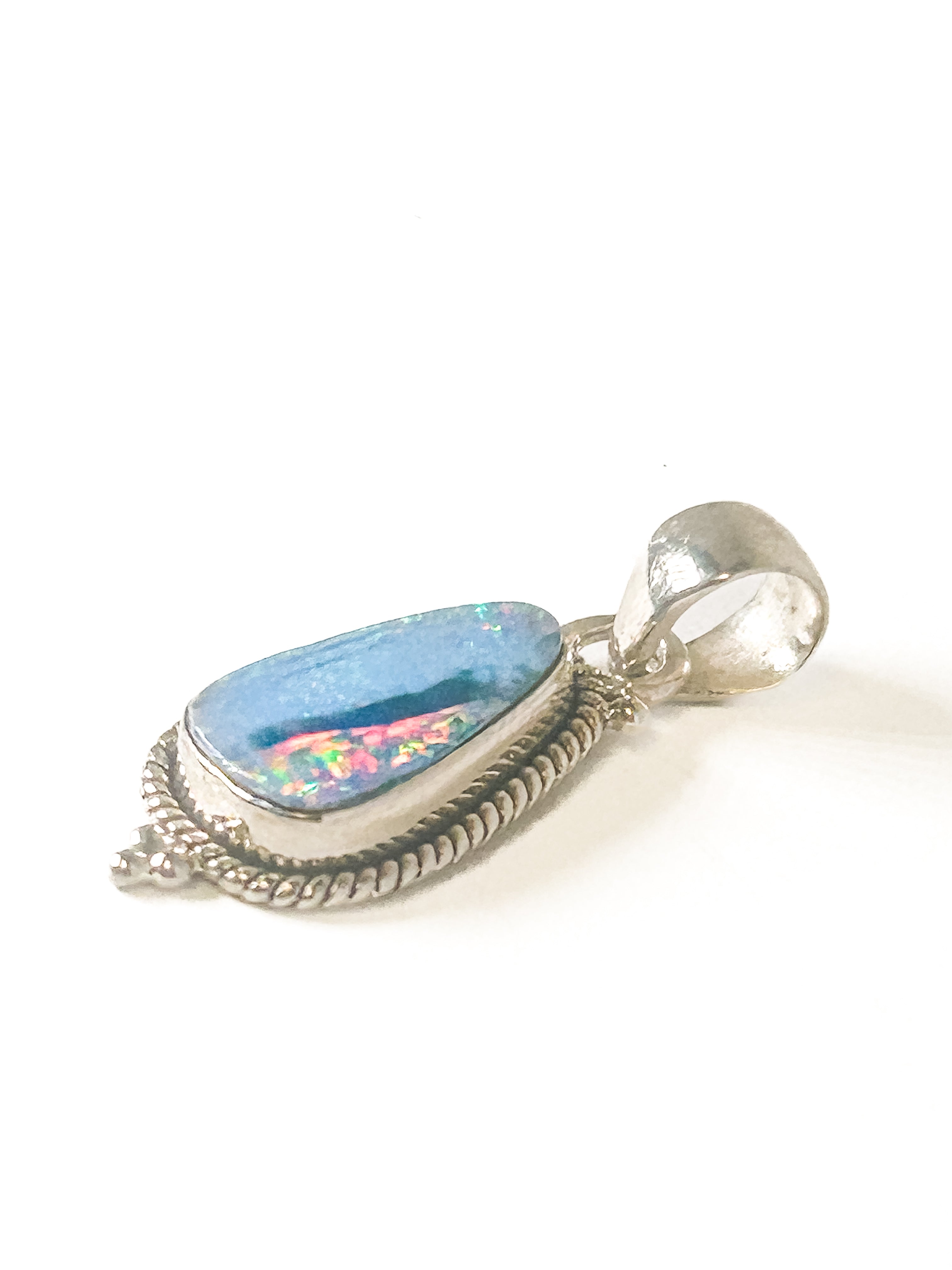 Vintage 925 Sterling Silver Australian Opal Pendant - Frijja, LLC