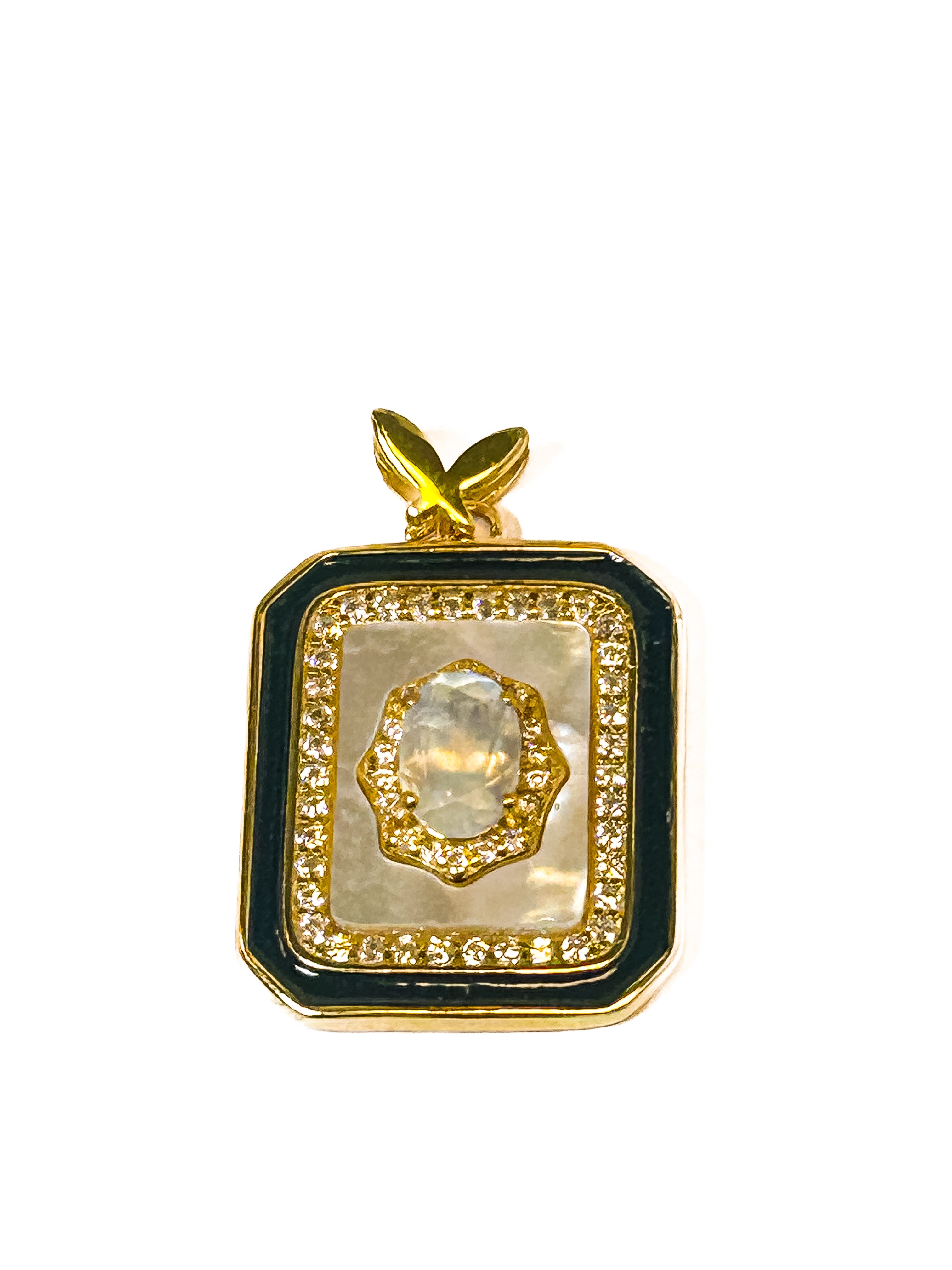 Vintage Gold Plated 925 Sterling Silver Square Moonstone Pendant - Frijja, LLC