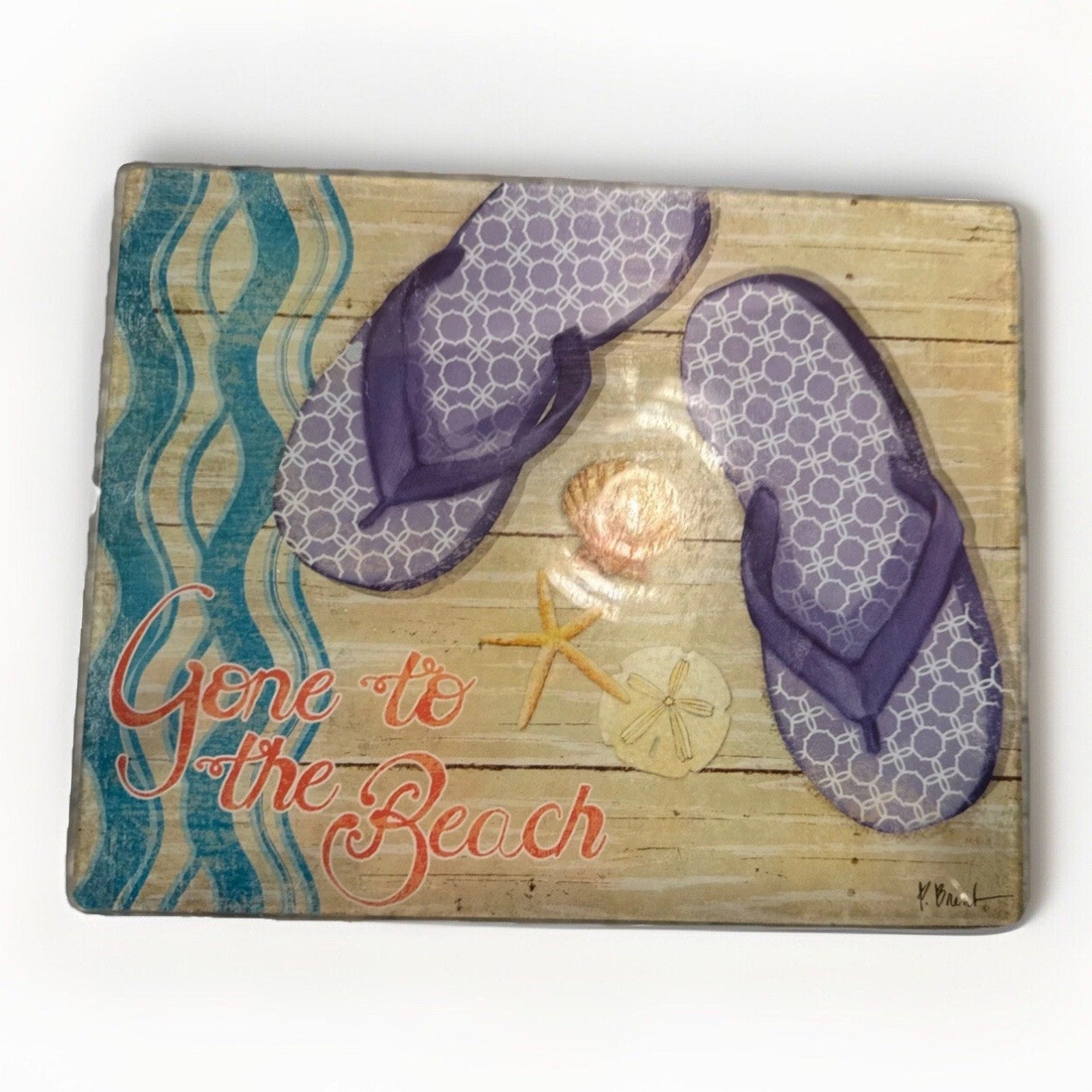 LS Arts Cheese Cutting Board Paul Brent Gone to the Beach
