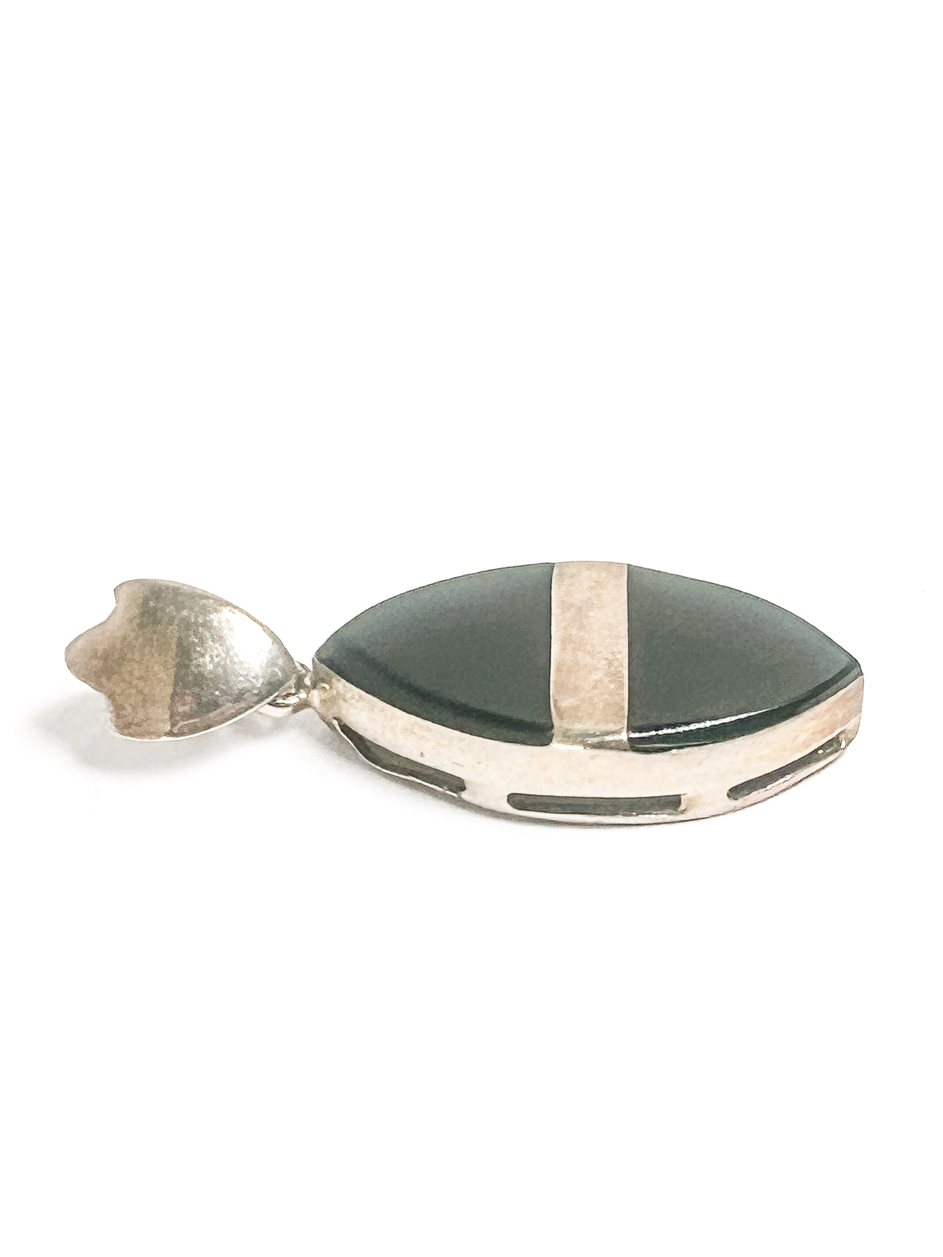 Vintage 925 Sterling Silver Onyx Pendant - Frijja, LLC