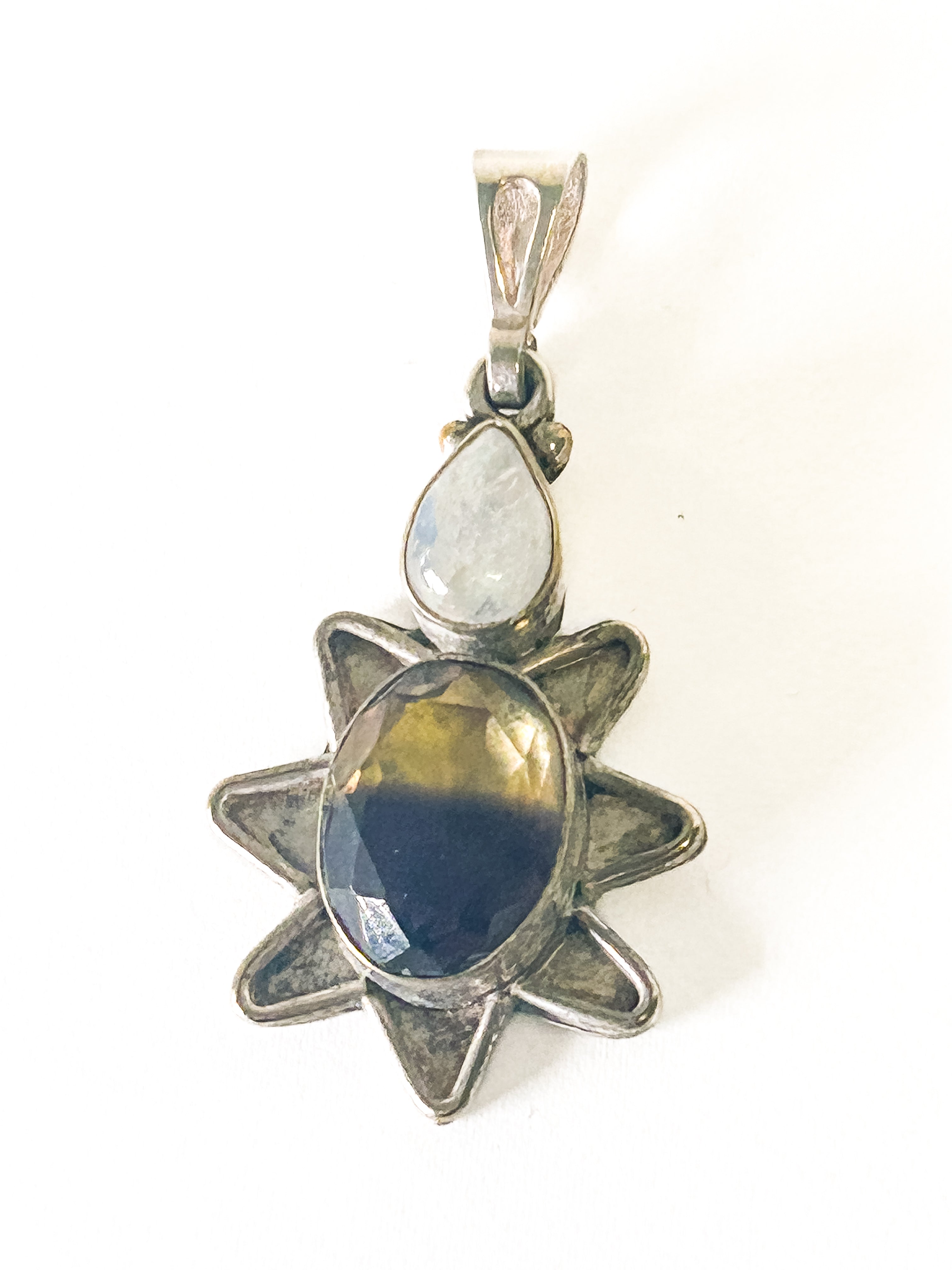 Vintage 925 Sterling Silver Ametrine and Moonstone Pendant - Frijja, LLC