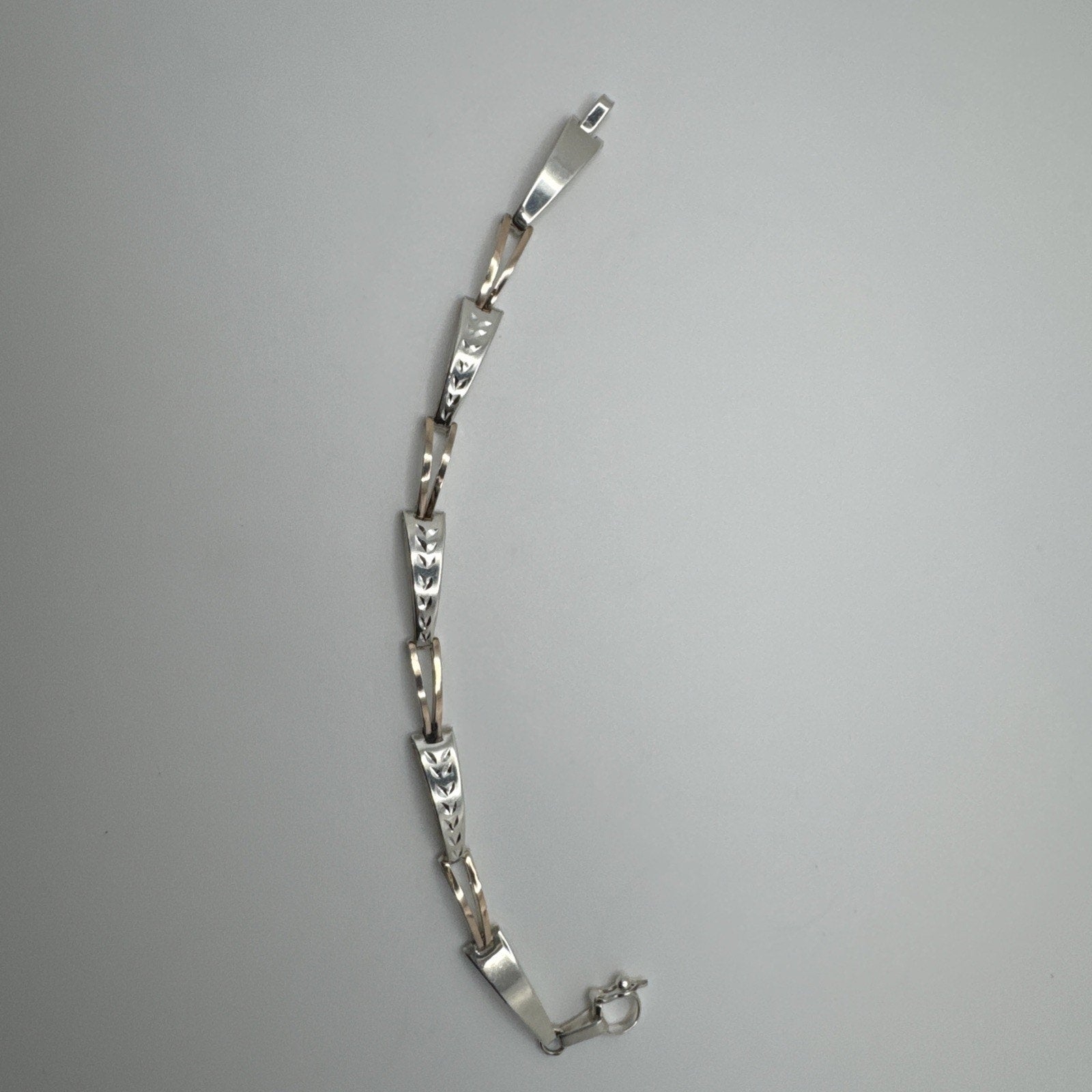 Designer Peruvian Sterling Silver 950 and 18K Gold Inlay Bracelet - 7.5”