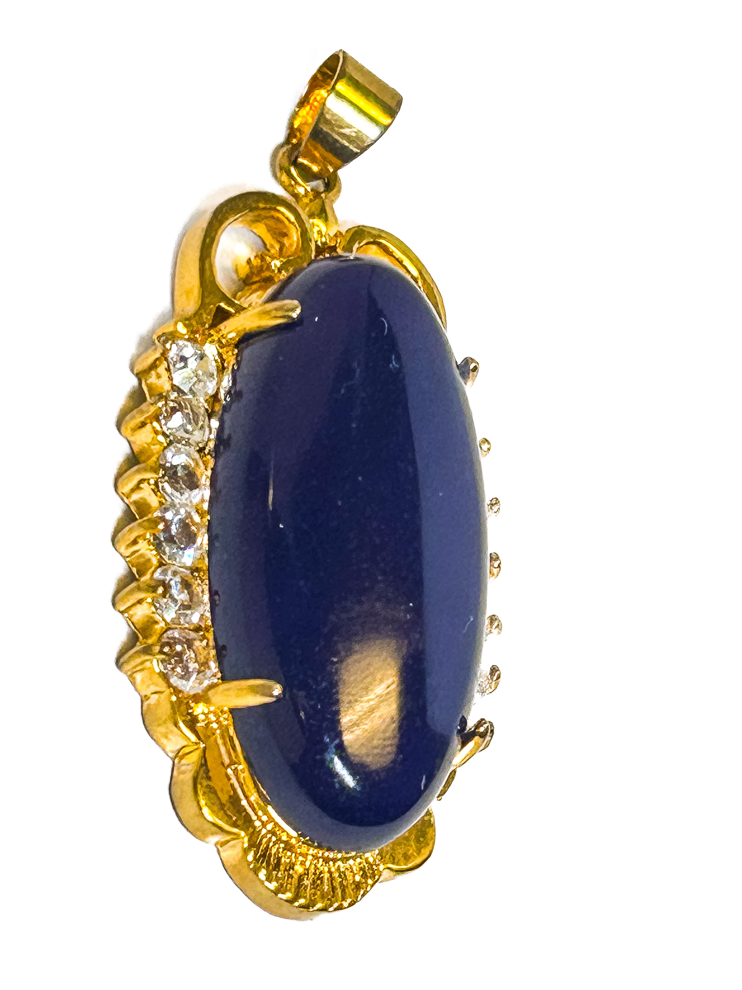 Vintage Gold Plated Oval Purple Agate Pendant - Frijja, LLC