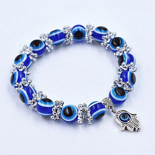 Handmade Hamsa Fatima Evil Eye Beads Elastic Bracelet