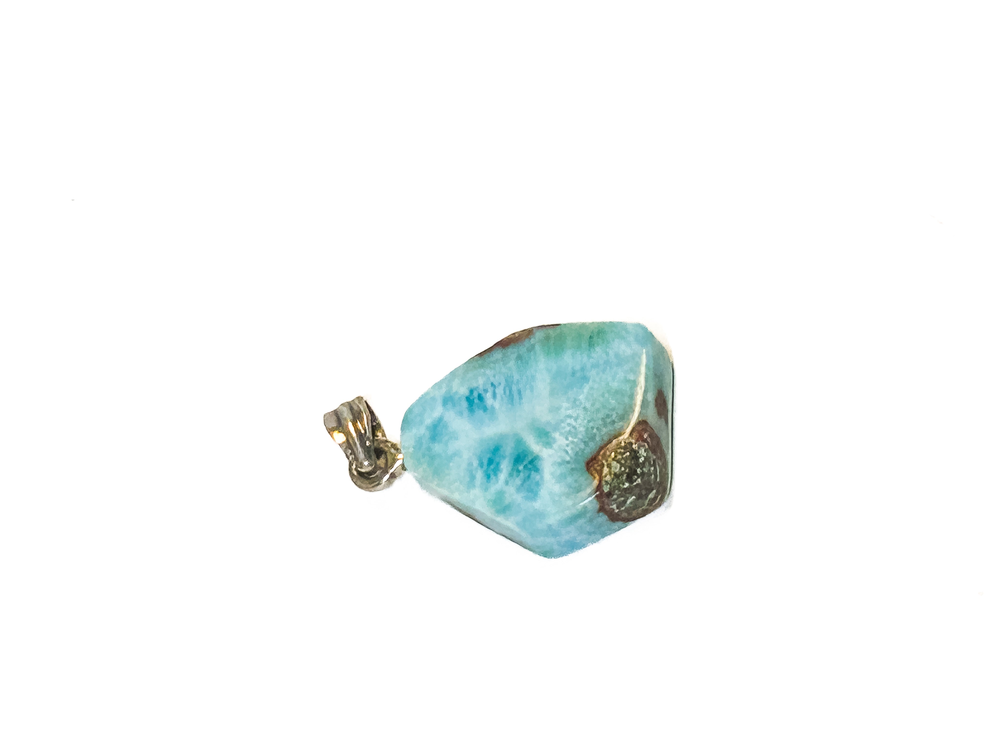 Vintage 925 Sterling Silver Natural Larimar Pendant - Frijja, LLC