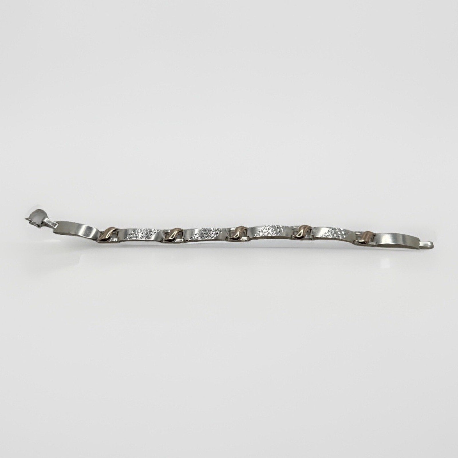 Designer Peruvian Sterling Silver 950 and 18K Gold Inlay Bracelet - 7.5”