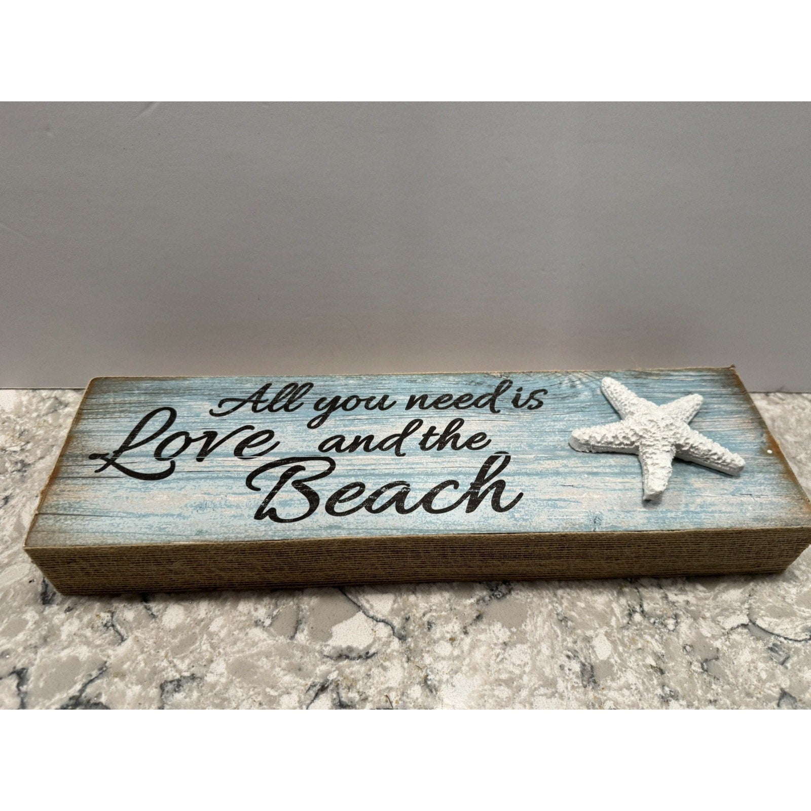 Coastal Wooden Sign All You Need Is Love and the Beach Hanging 14” X 4”