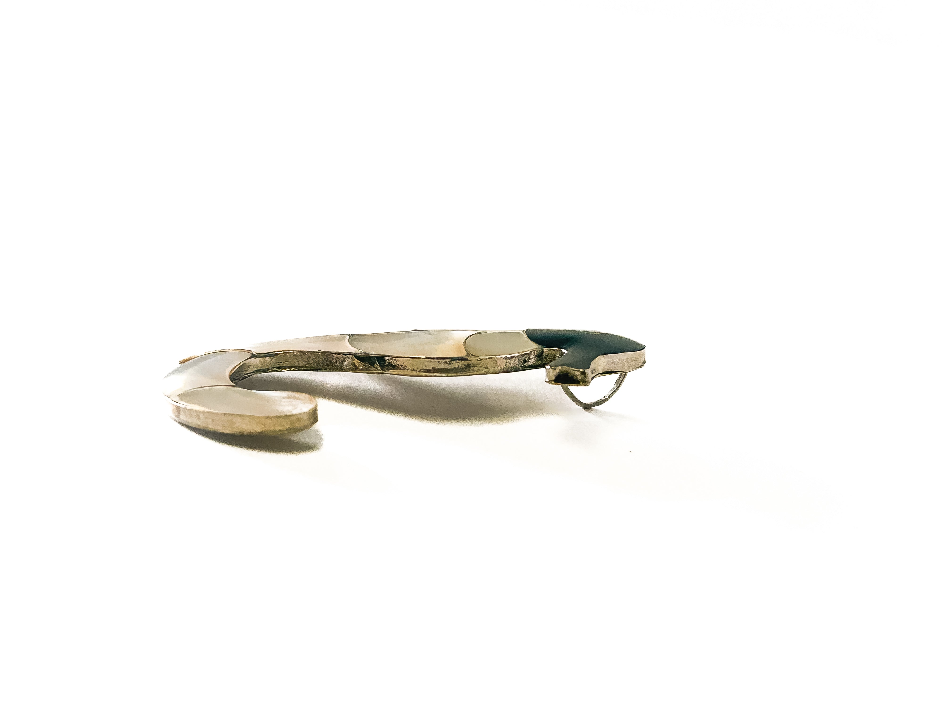 Vintage 925 Sterling Silver Mother of Pearl Onyx Seahorse Pendant - Frijja, LLC