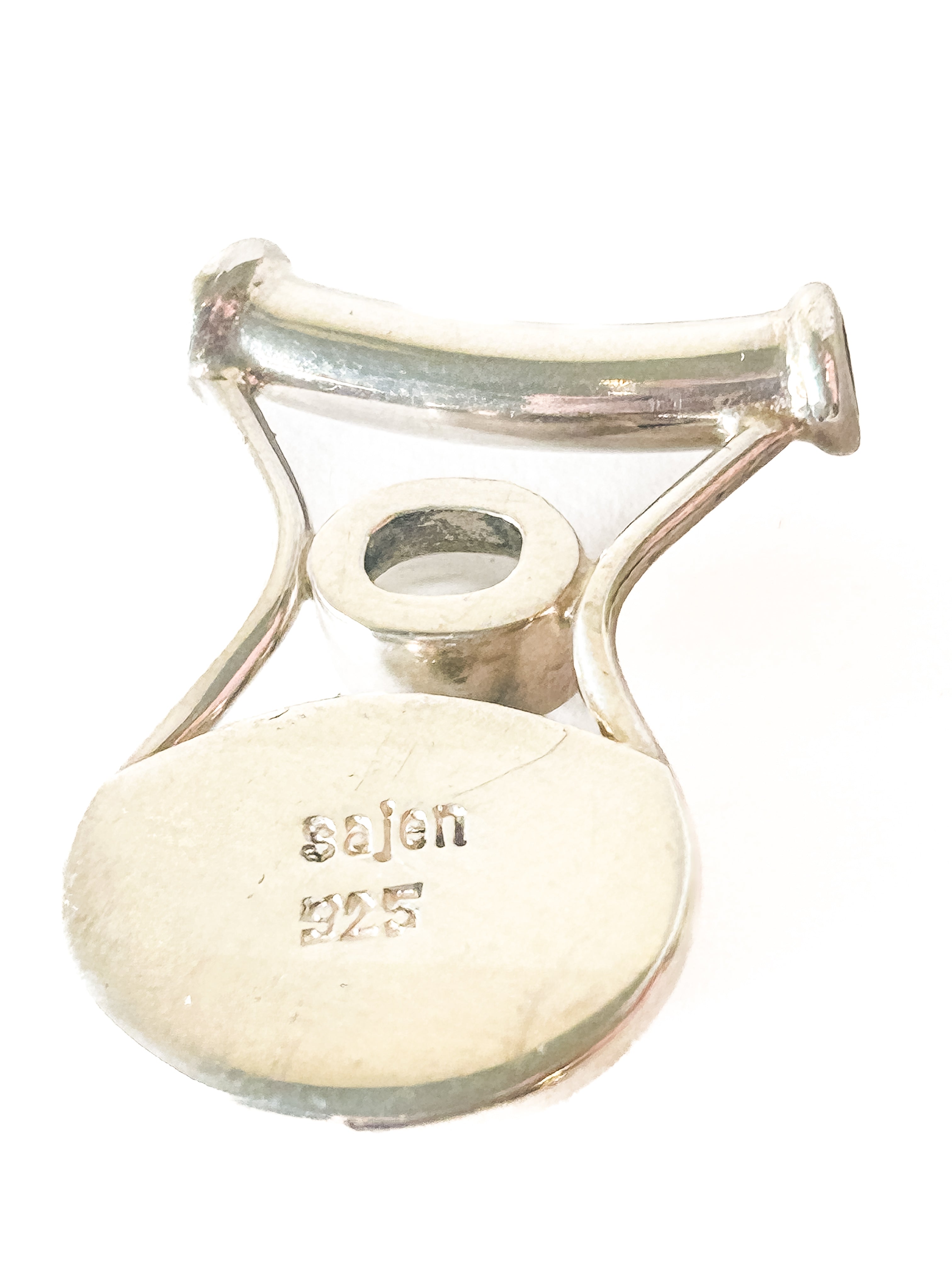 Vintage 925 Sterling Silver Onyx and Clear Quartz Pendant - Frijja, LLC