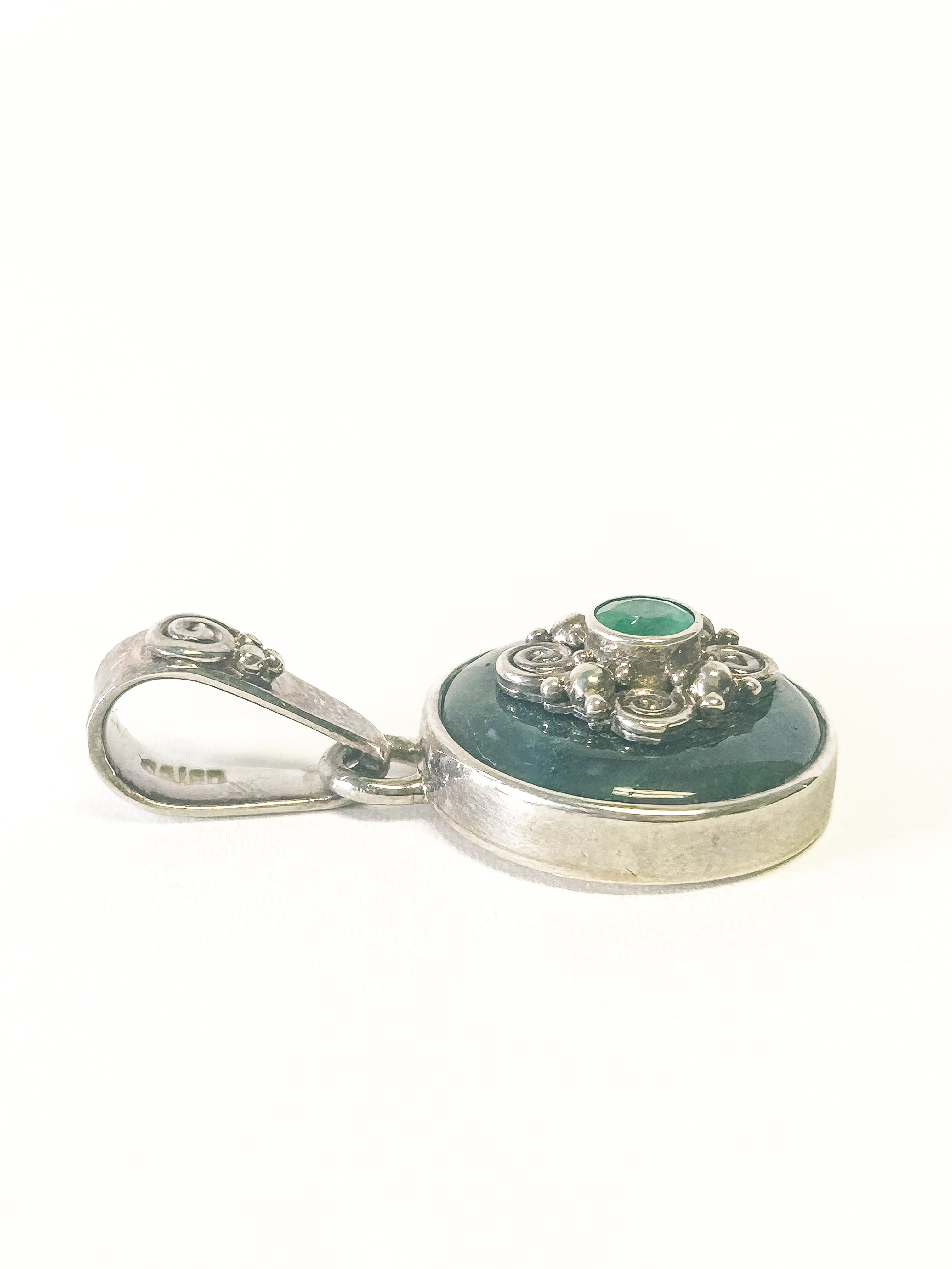 Vintage 925 Sterling Silver Emerald and Ocean Jasper - Frijja, LLC