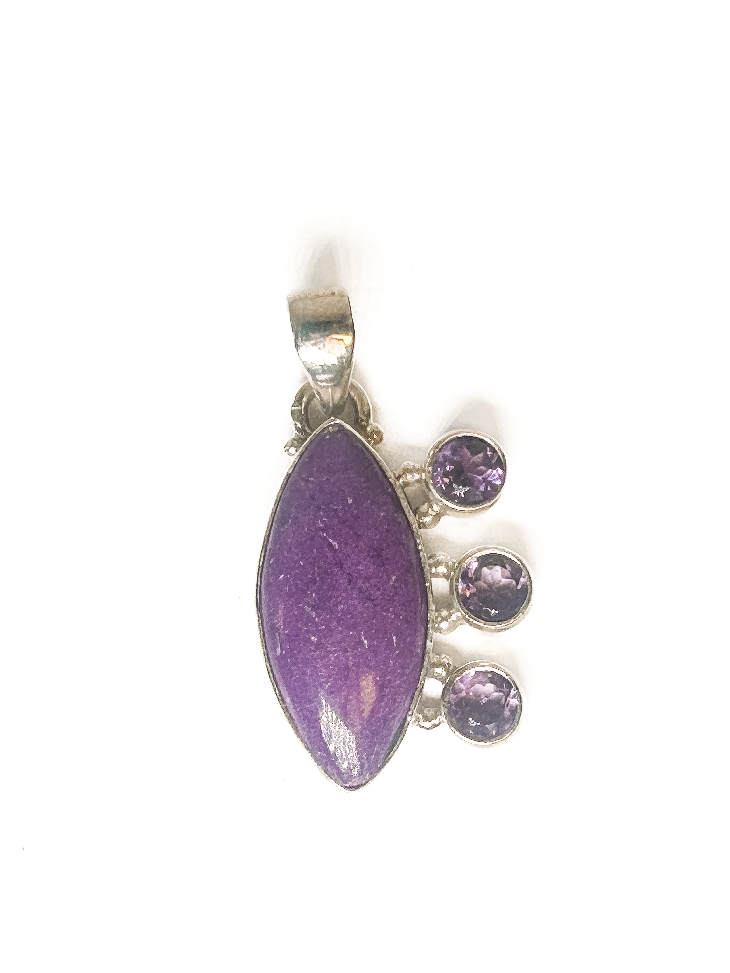 Vintage 925 Sterling Silver Sugilite and Amethyst Pendant - Frijja, LLC