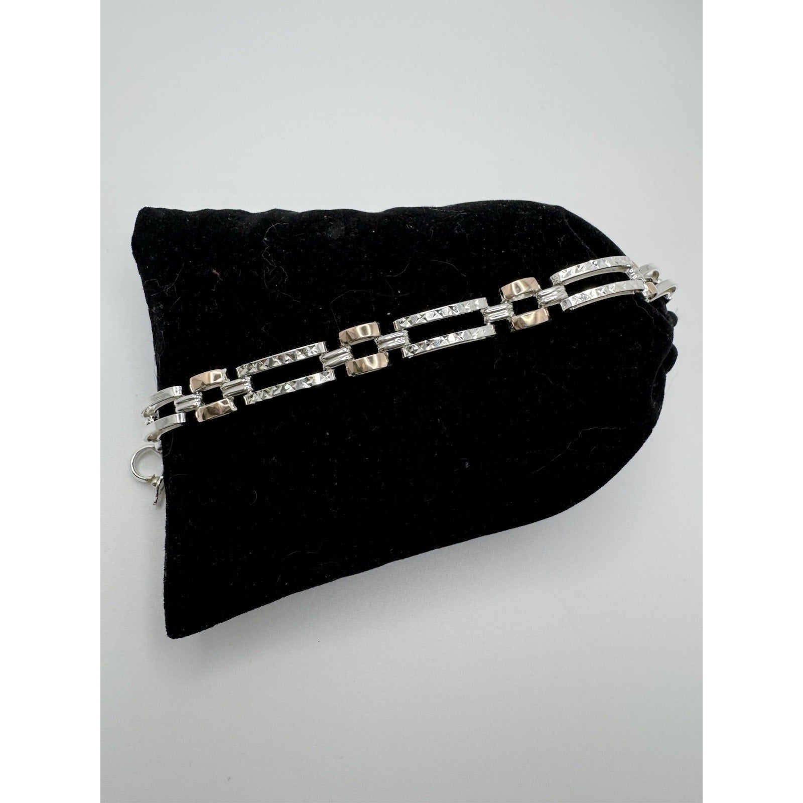 Designer Peruvian Sterling Silver 950 and 18K Gold Inlay Bracelet - 7.5”