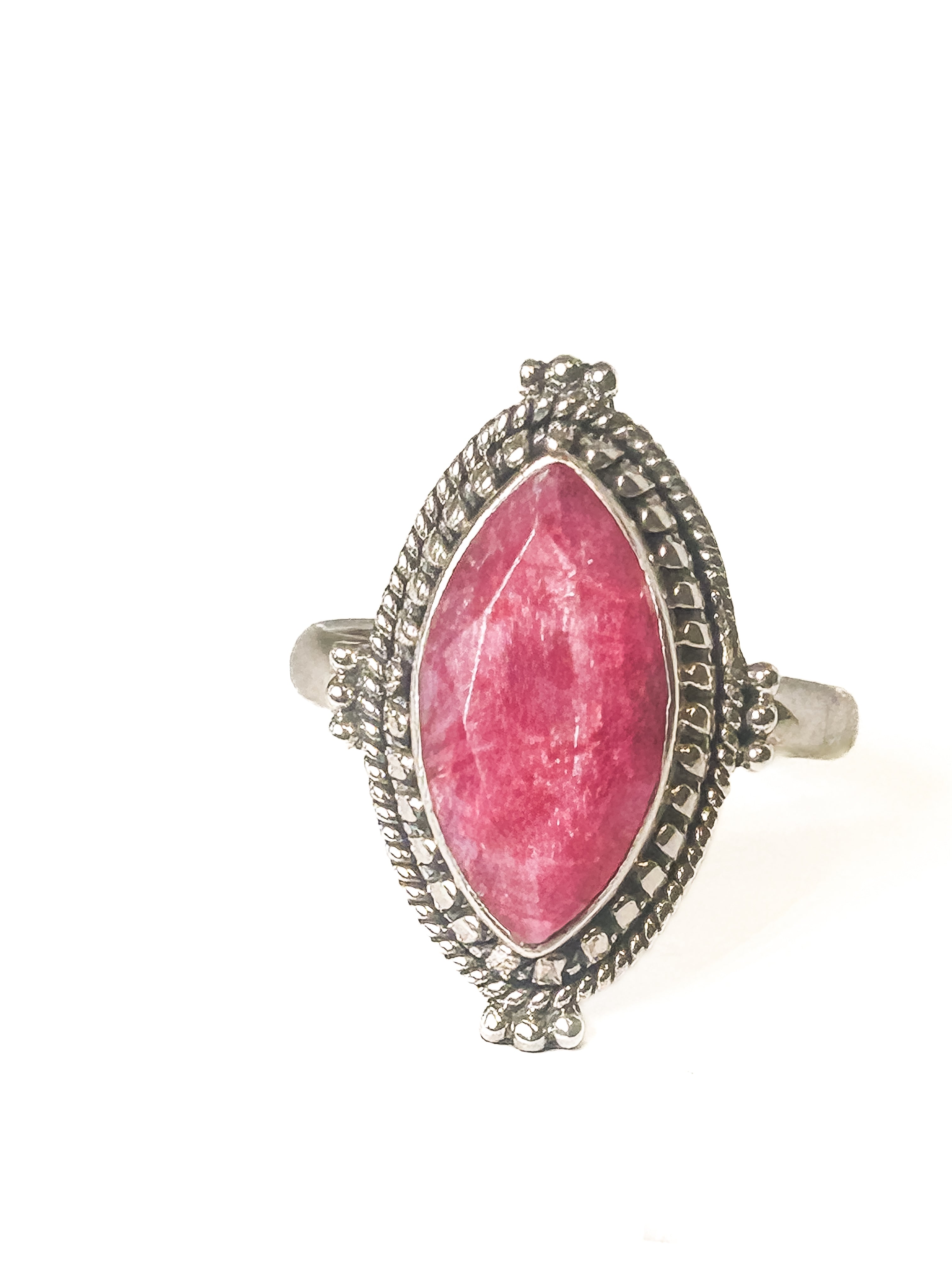 Vintage 925 Sterling Silver Oval Ruby Ring - Size 8 - Frijja, LLC