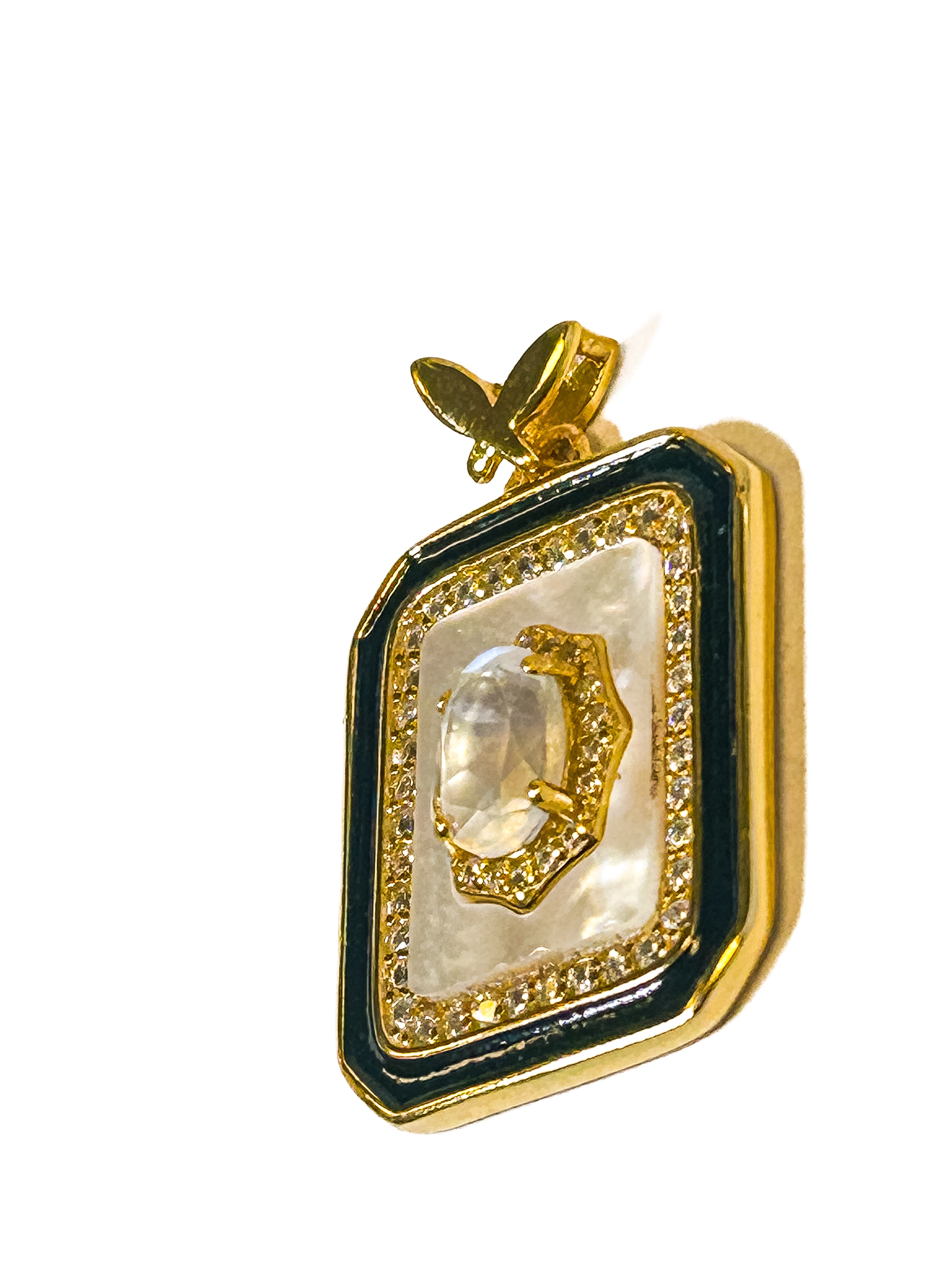 Vintage Gold Plated 925 Sterling Silver Square Moonstone Pendant - Frijja, LLC