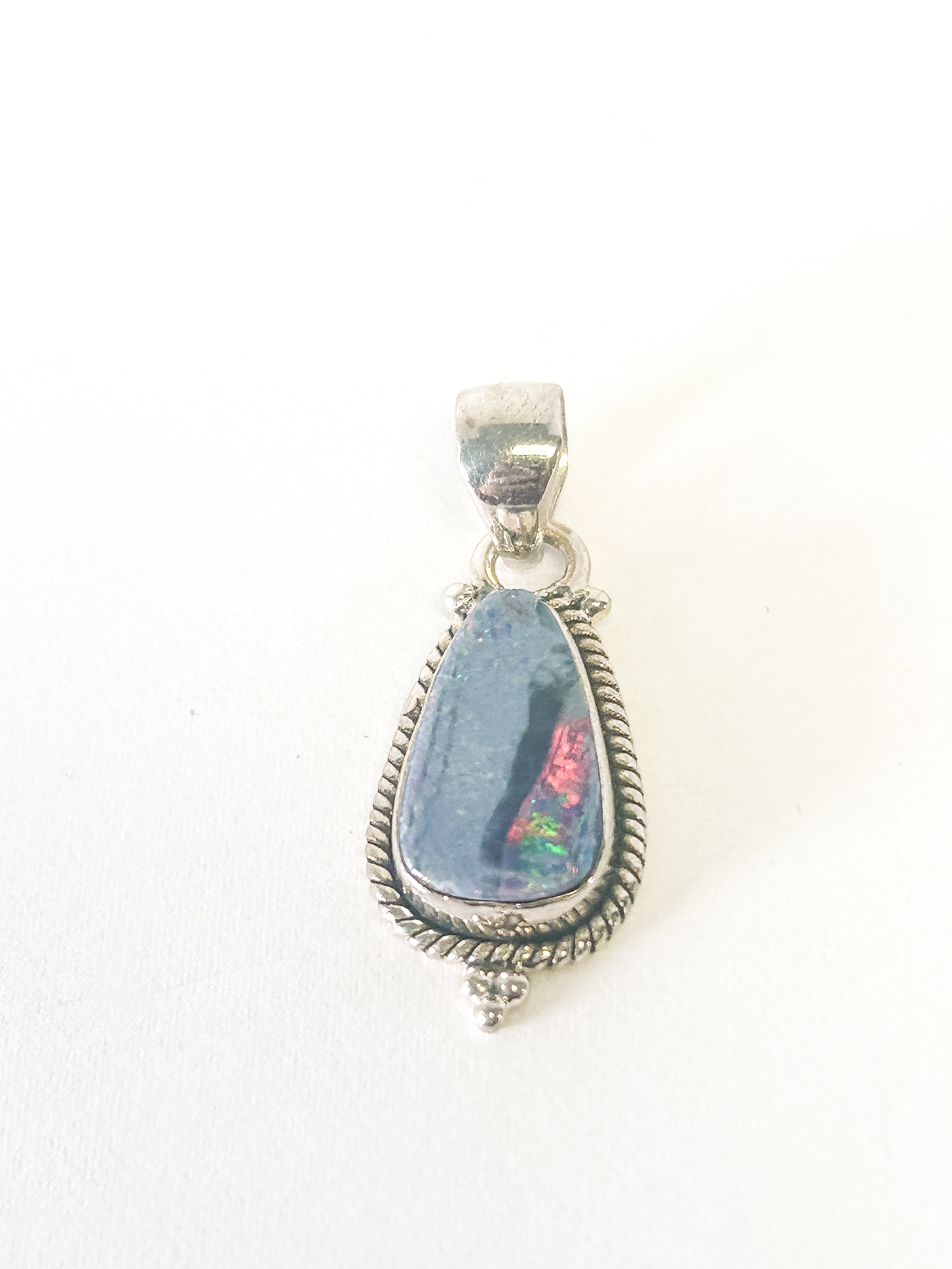 Vintage 925 Sterling Silver Australian Opal Pendant - Frijja, LLC