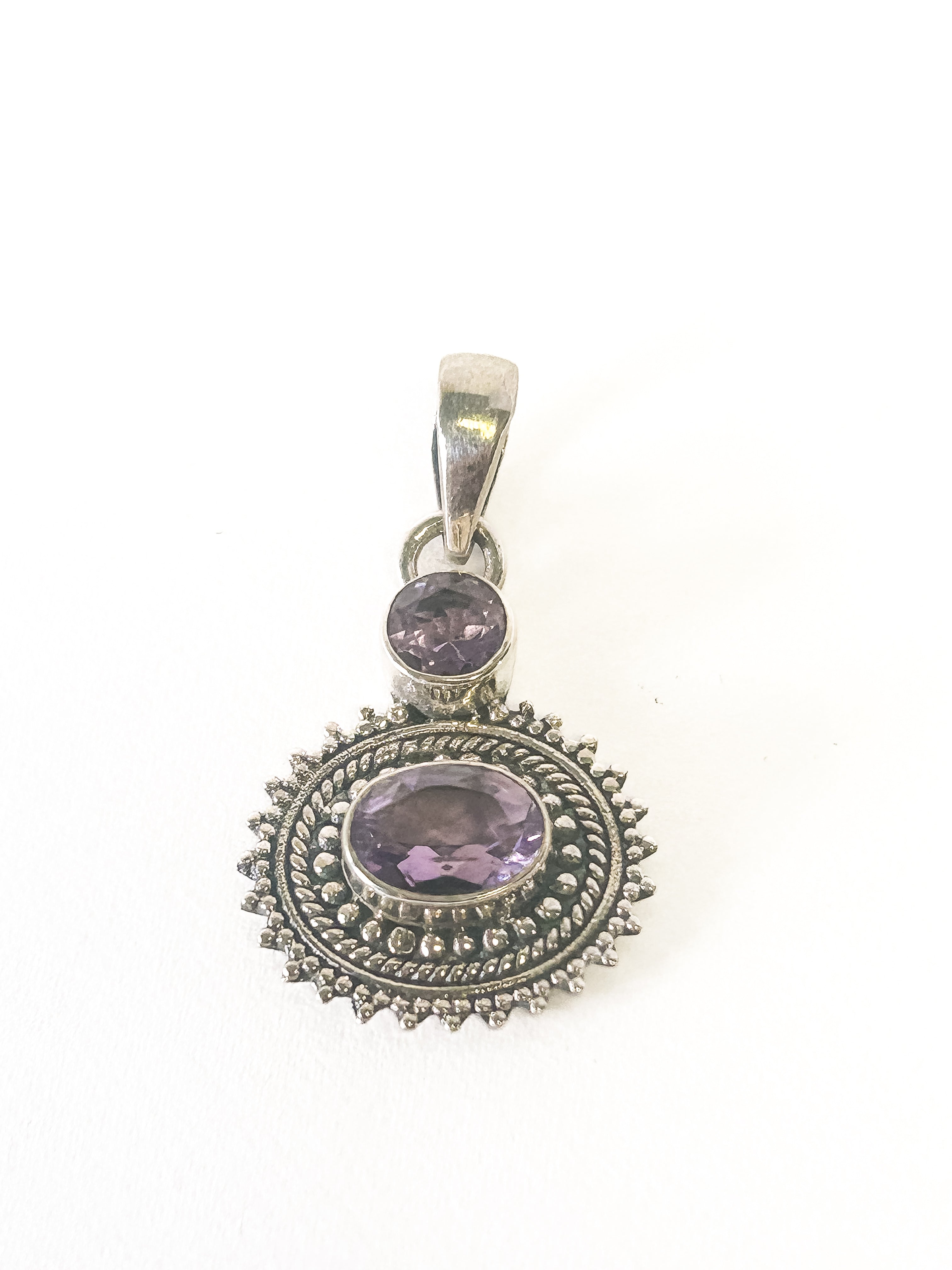 Vintage 925 Sterling Silver Amethyst Pendant - Frijja, LLC