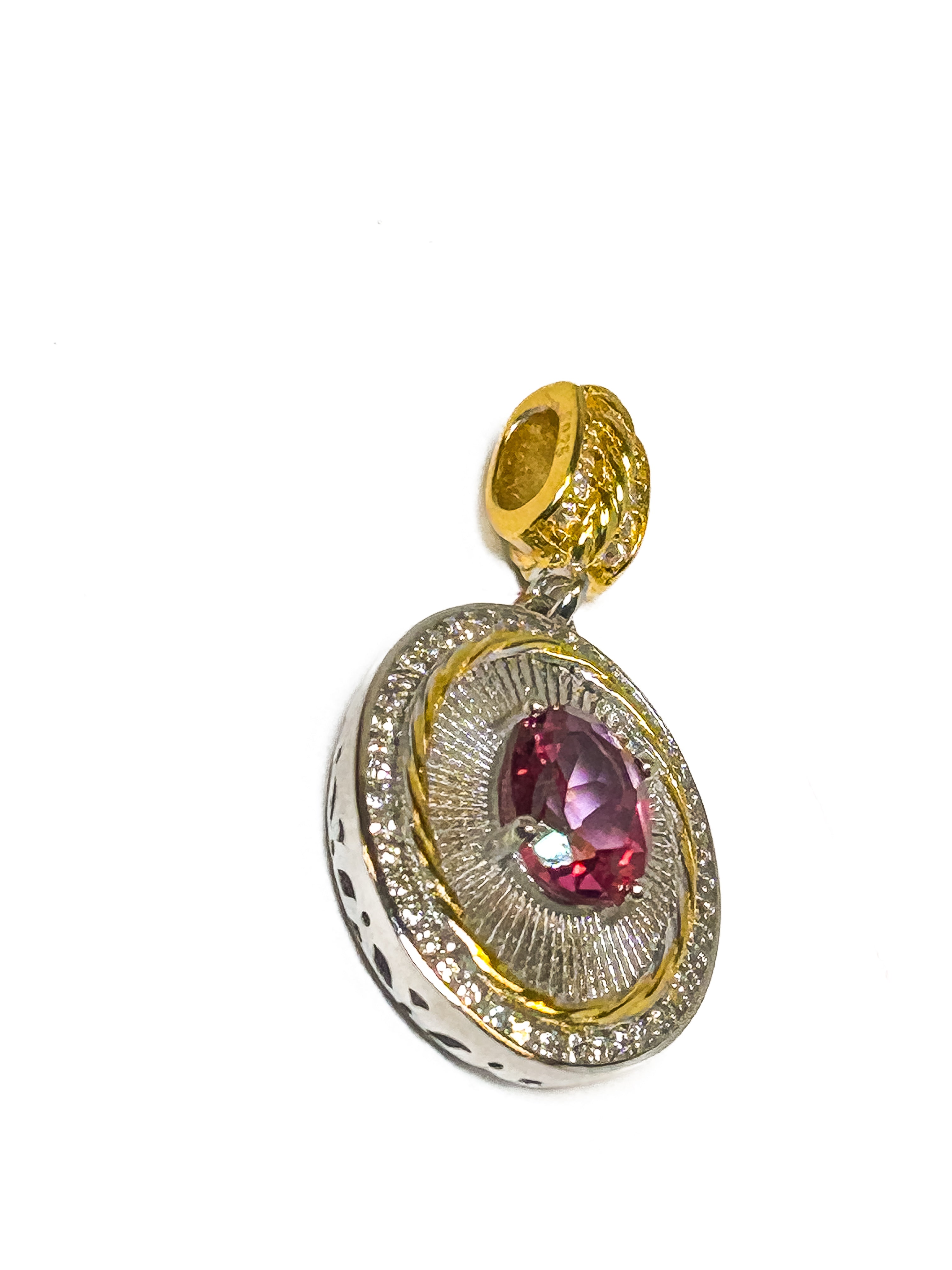 Vintage 925 Sterling Silver Pink Topaz Pendant - Frijja, LLC